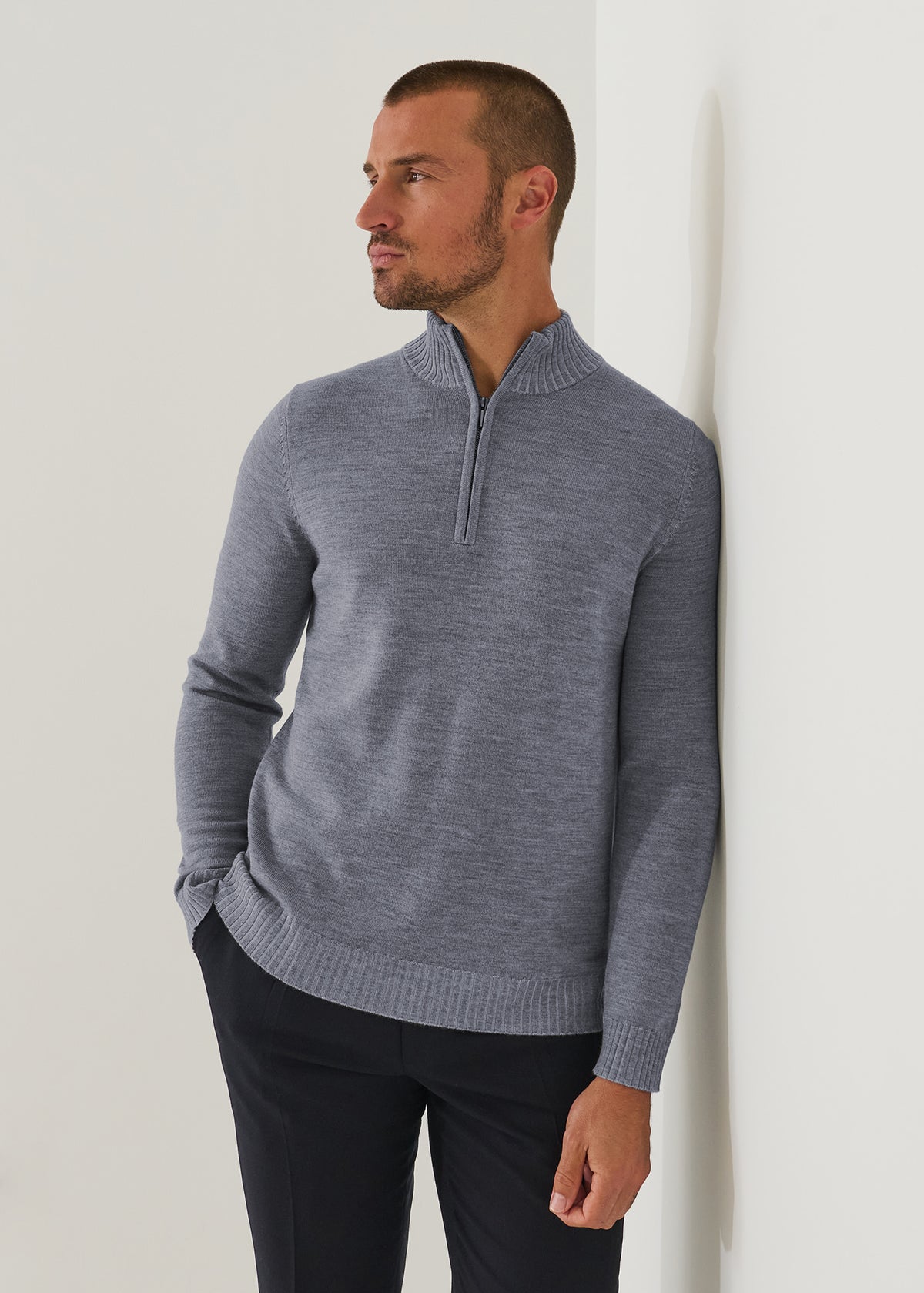 Merino Plaited Quarter Zip - PATRICK ASSARAF