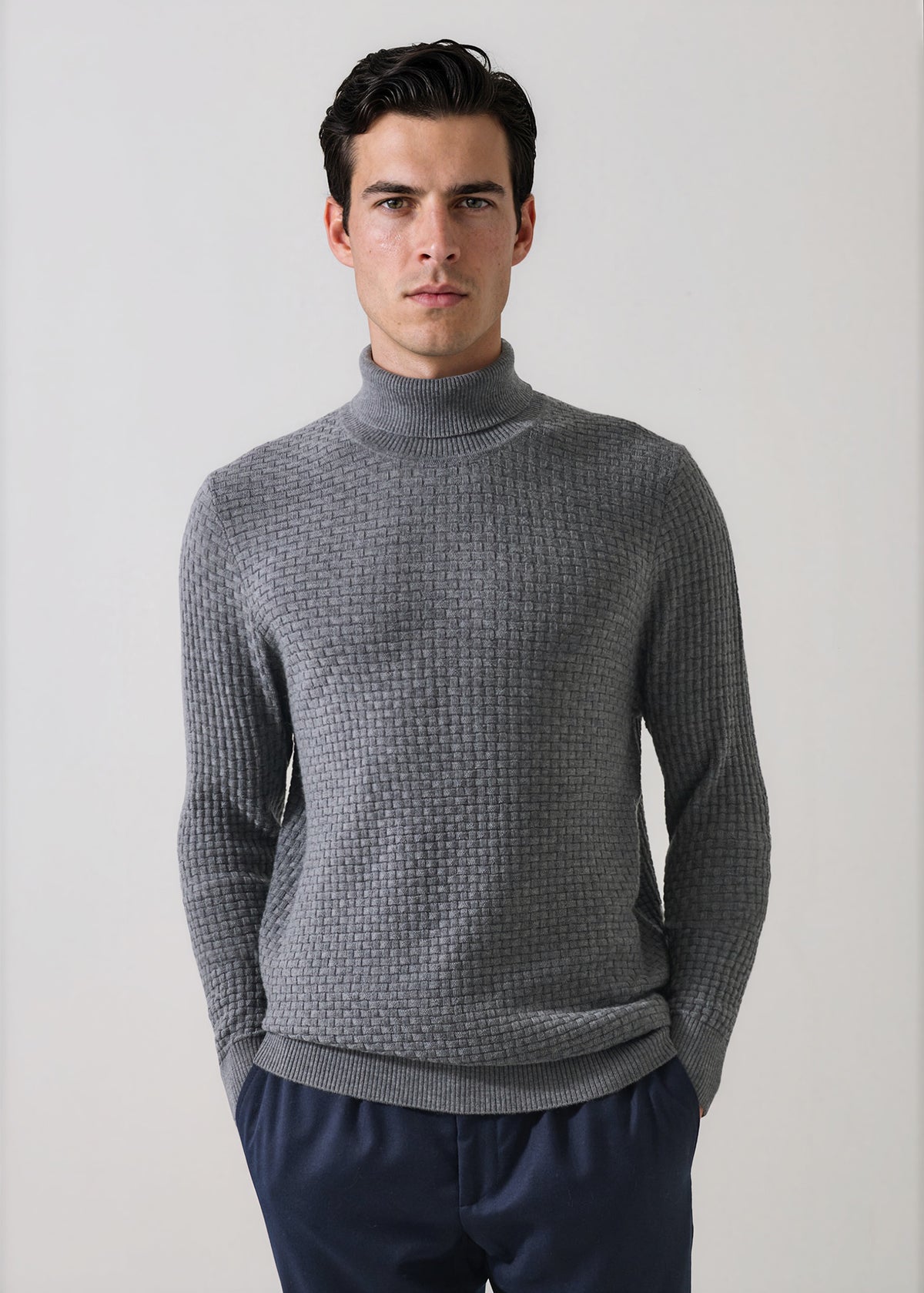 Extra-Fine Merino Wool Basketweave Turtleneck - PATRICK ASSARAF