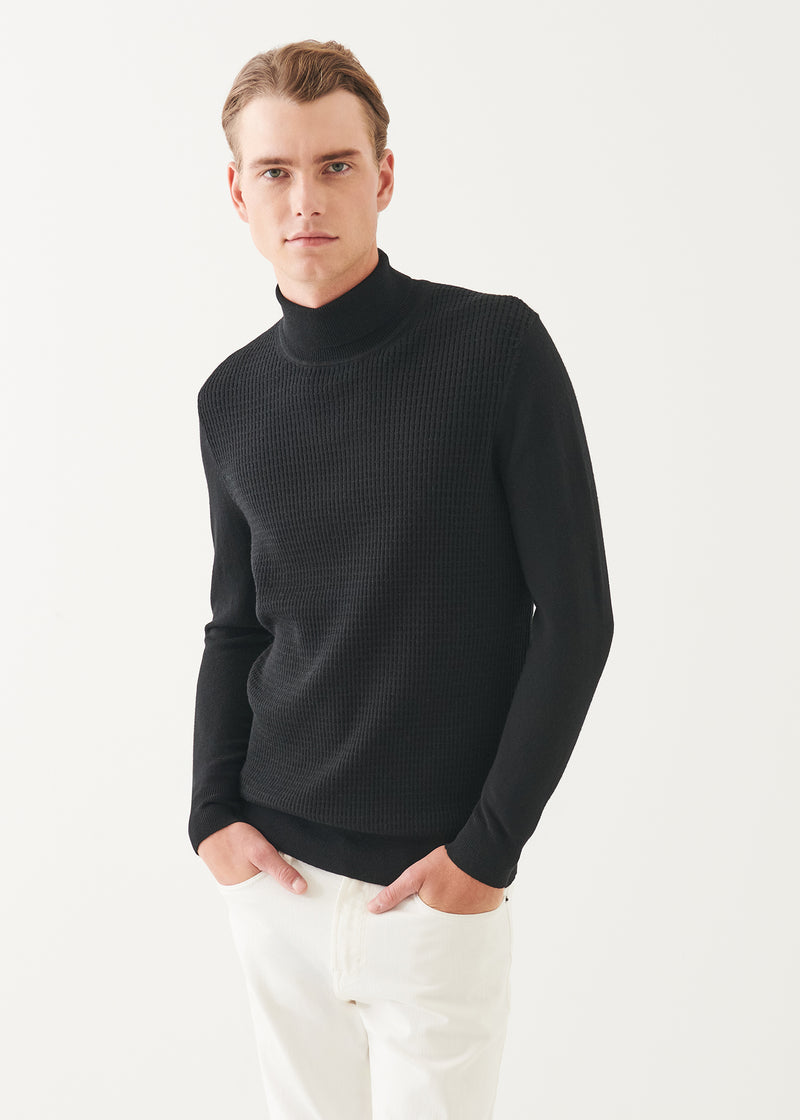 Merino Waffle Knit Turtleneck