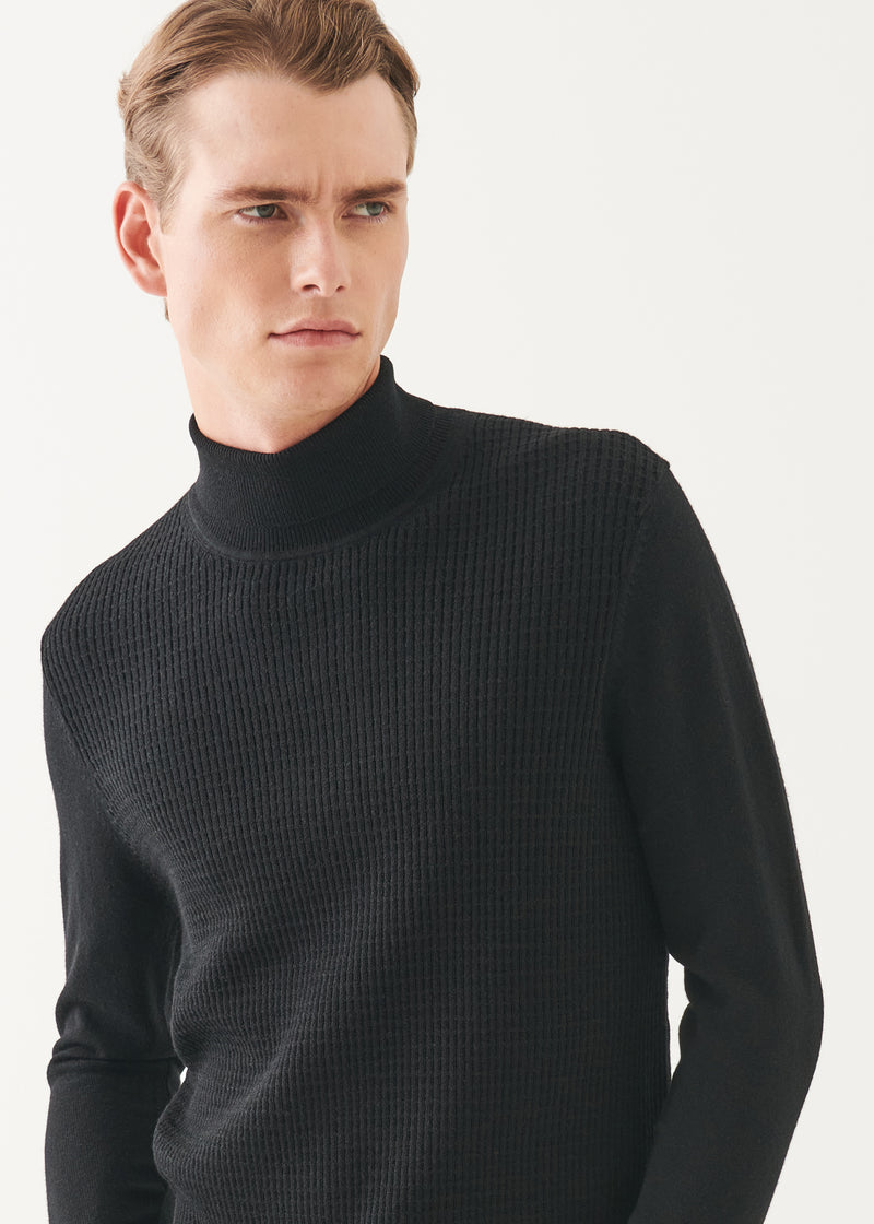 Merino Waffle Knit Turtleneck