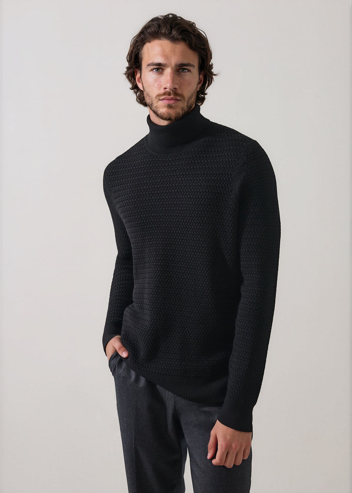 Extra-Fine Merino Wool Lattice Turtleneck - PATRICK ASSARAF