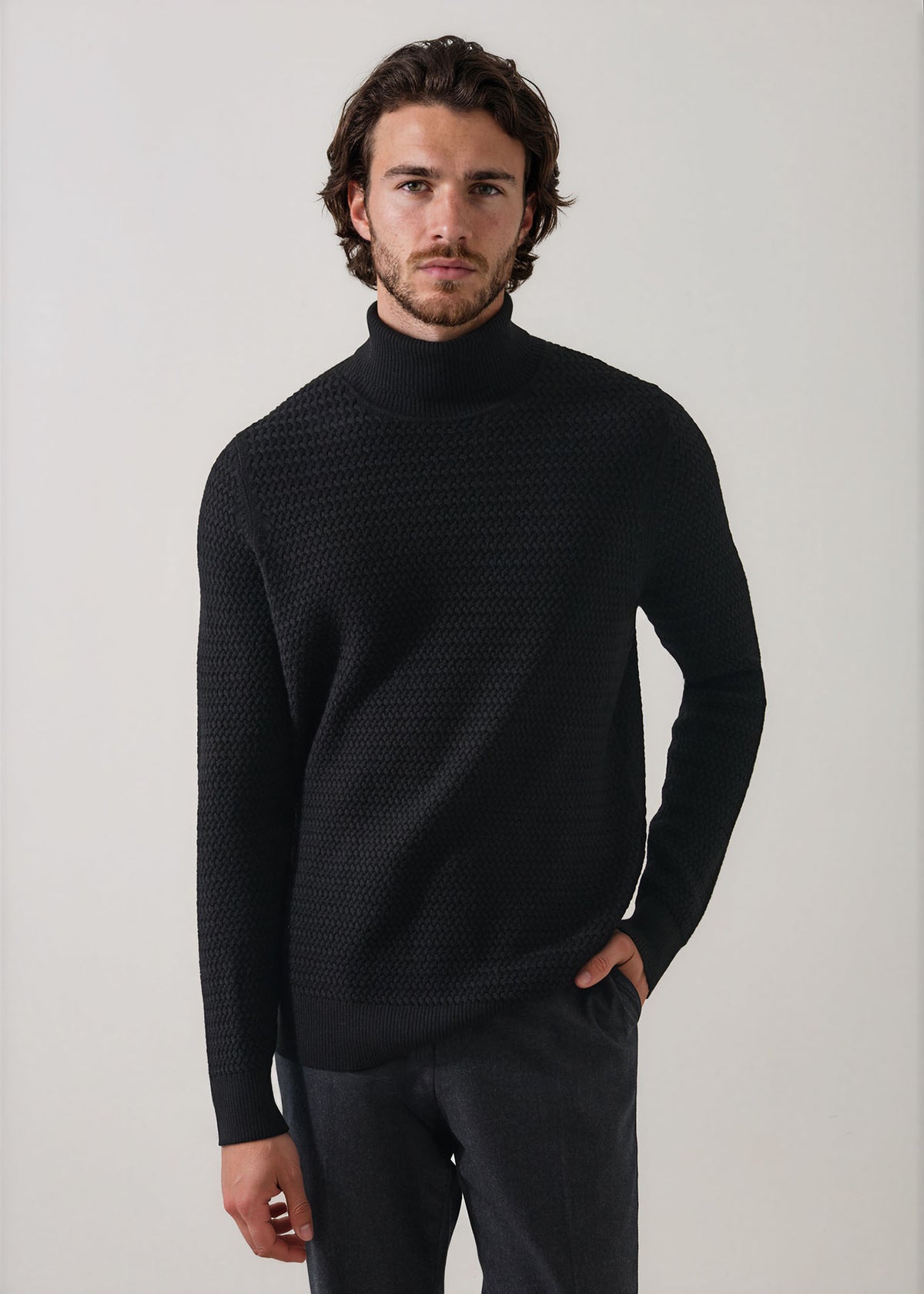 Extra-Fine Merino Wool Lattice Turtleneck - PATRICK ASSARAF