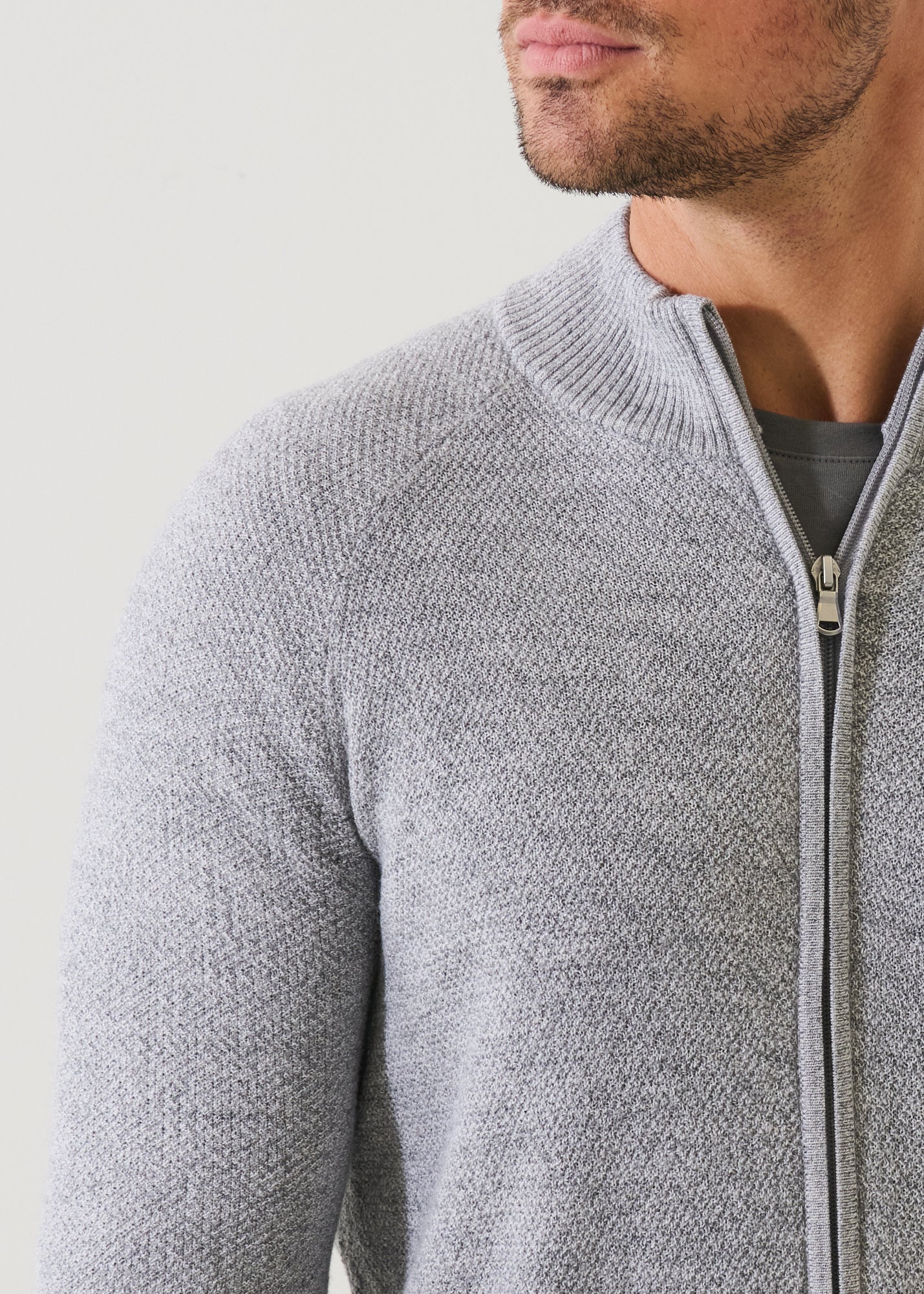 Merino Seed Stitch Full Zip Cardigan
