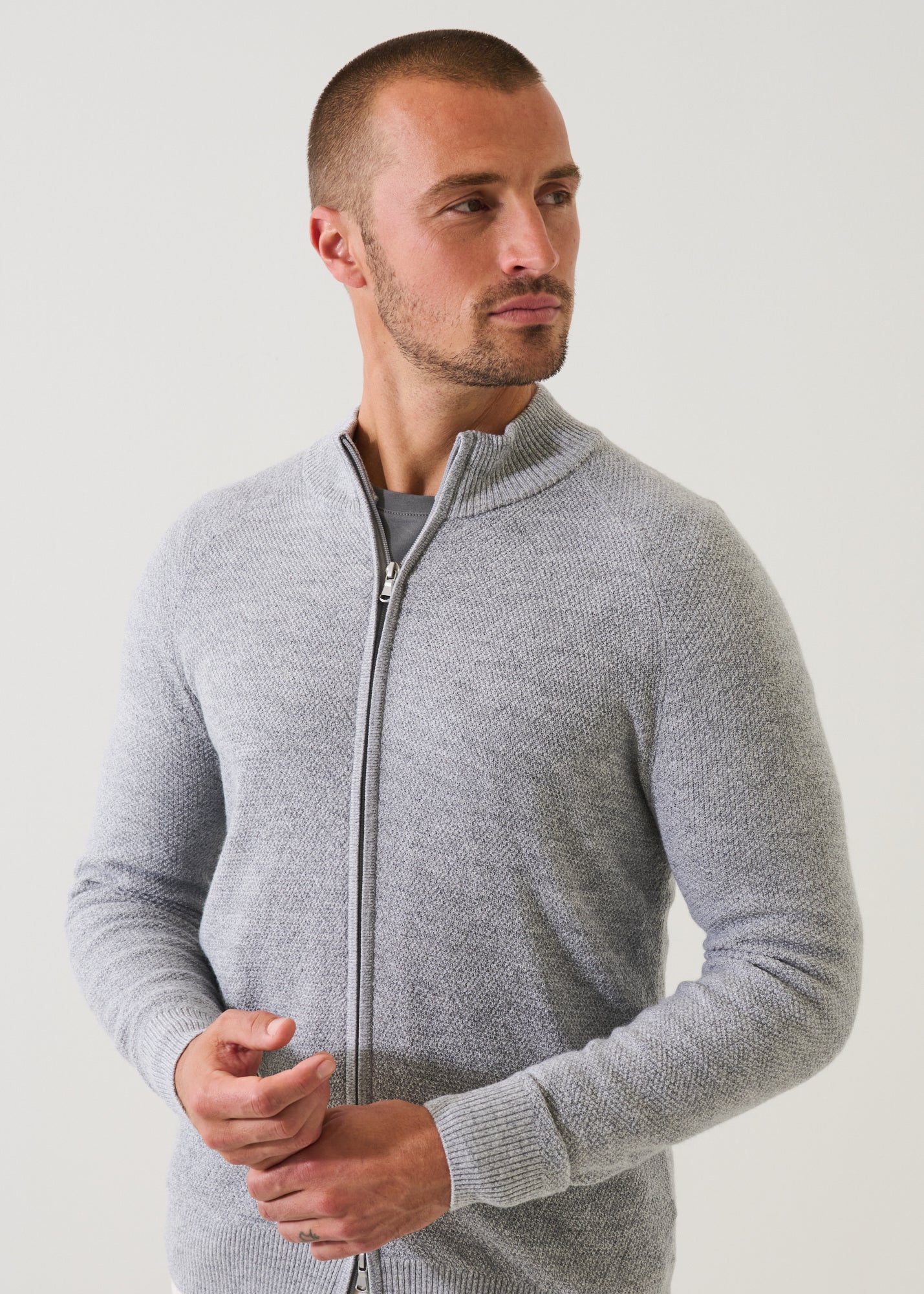 Merino Seed Stitch Full Zip Cardigan