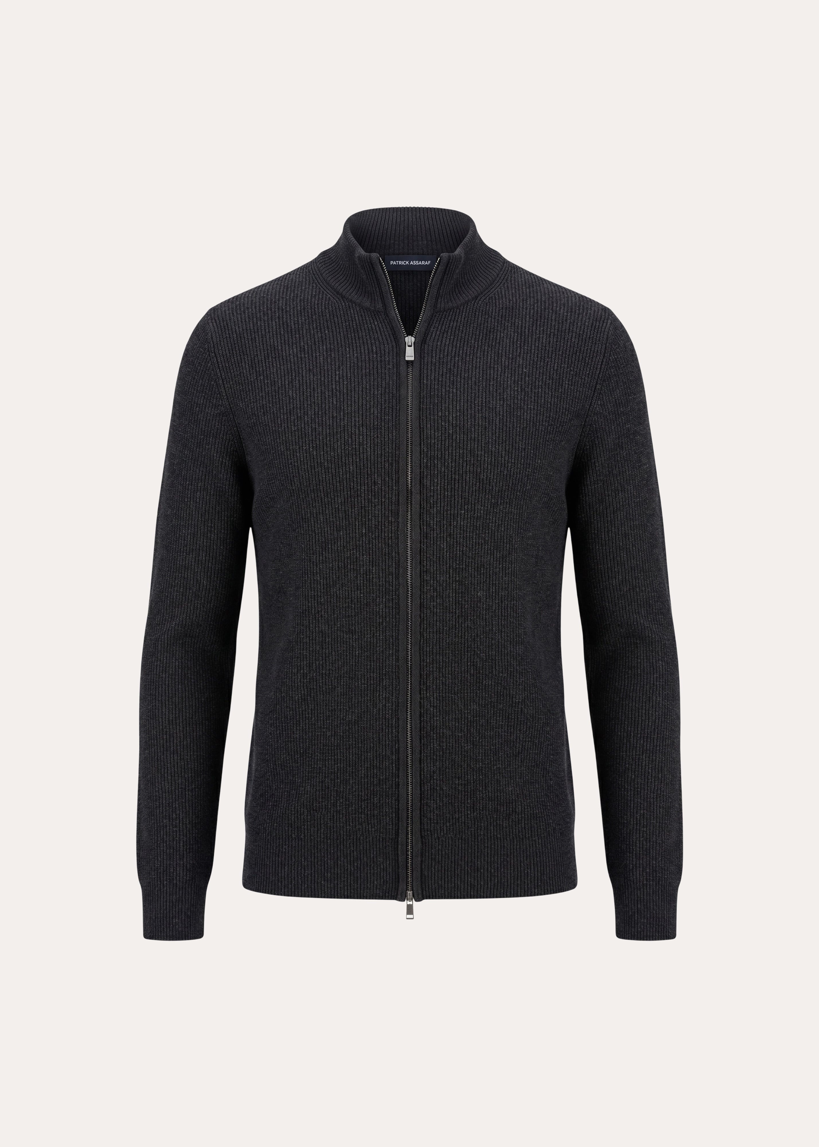 Extra-Fine Merino Wool Textured Rib Full Zip Cardigan - PATRICK ASSARAF