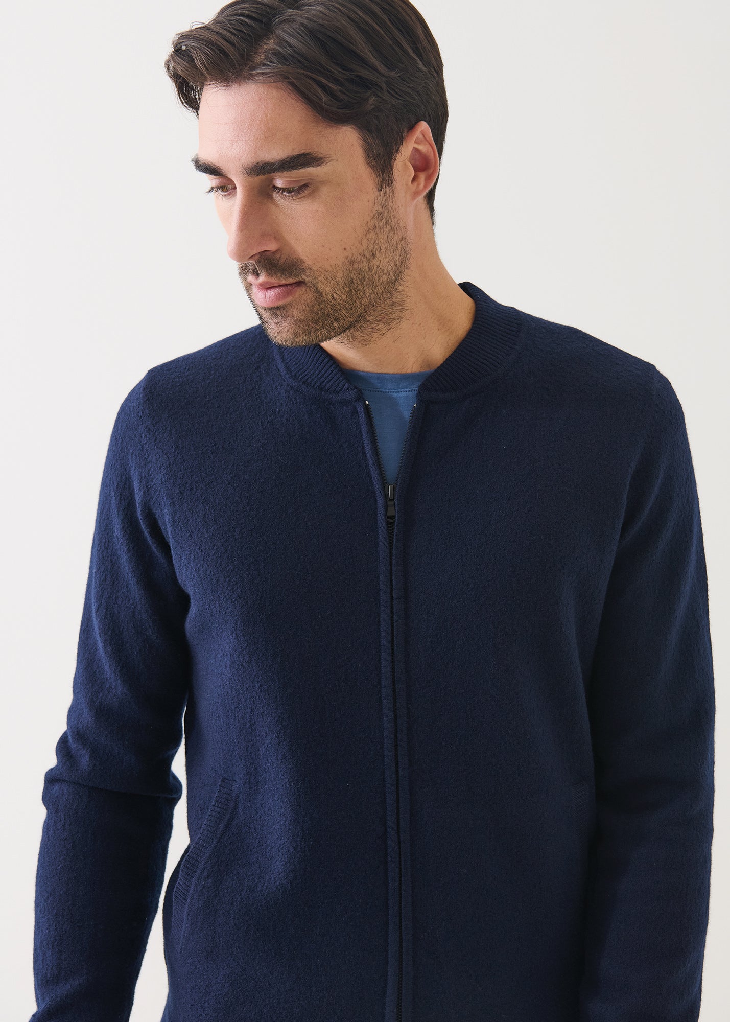 Boiled Merino Full Zip Baseball Jacket - PATRICK ASSARAF