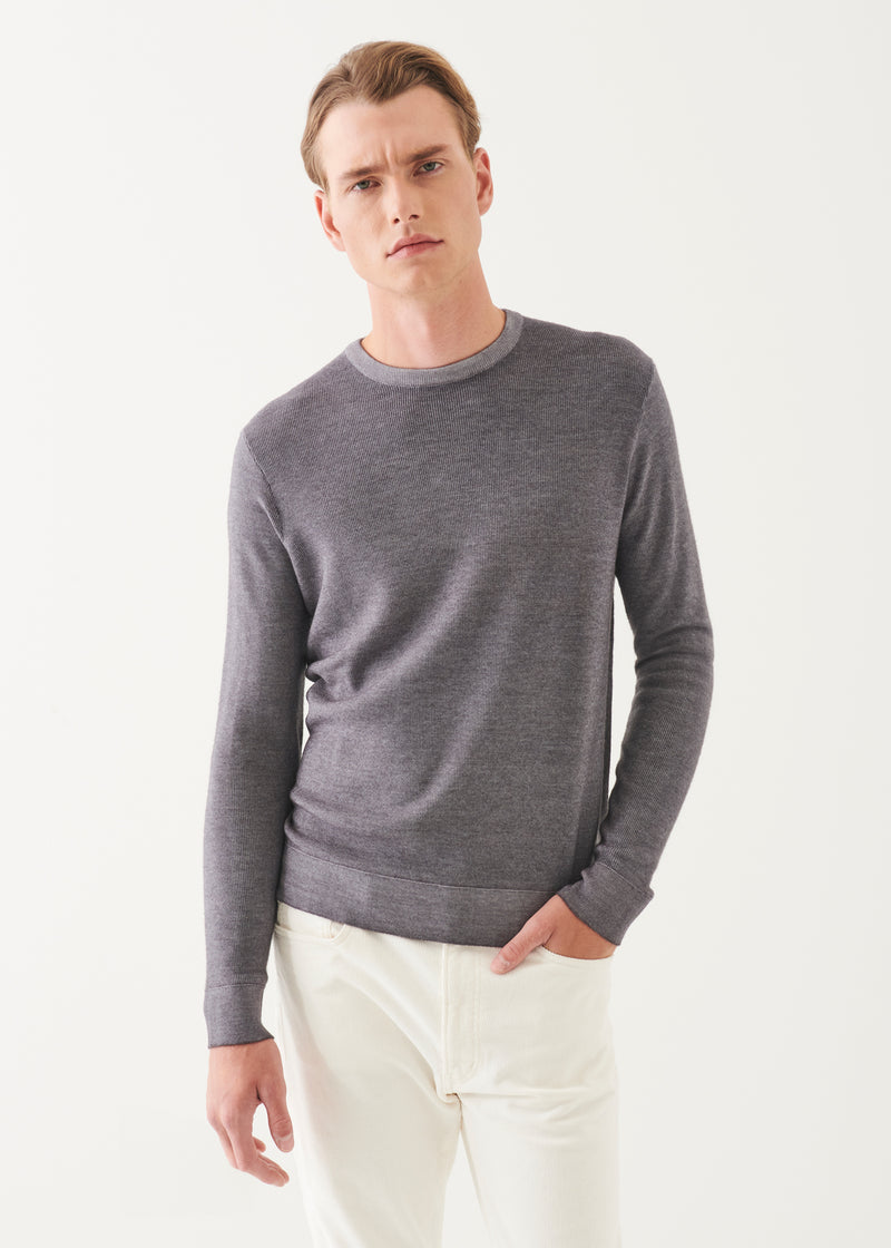 EXTRA-FINE MERINO SEED STITCH VINTAGE CREWNECK