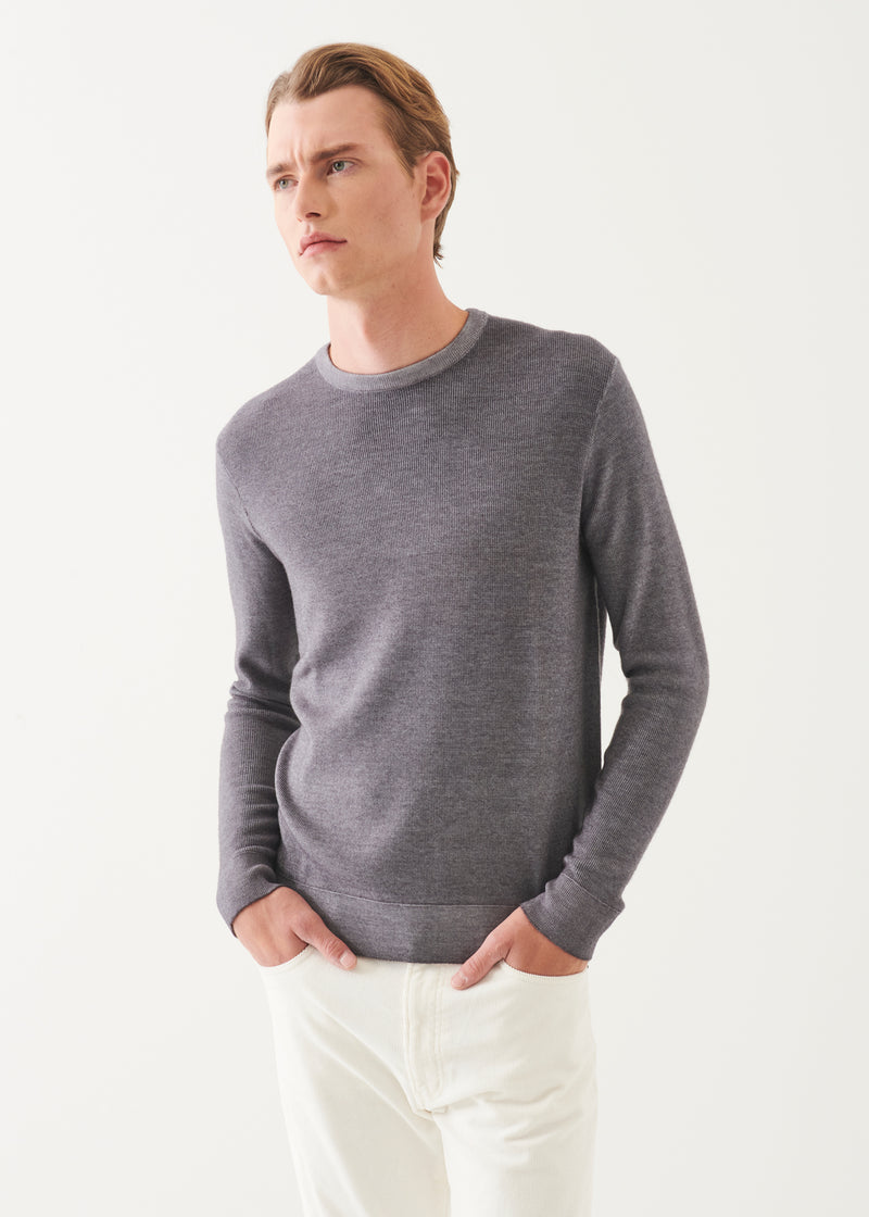 EXTRA-FINE MERINO SEED STITCH VINTAGE CREWNECK