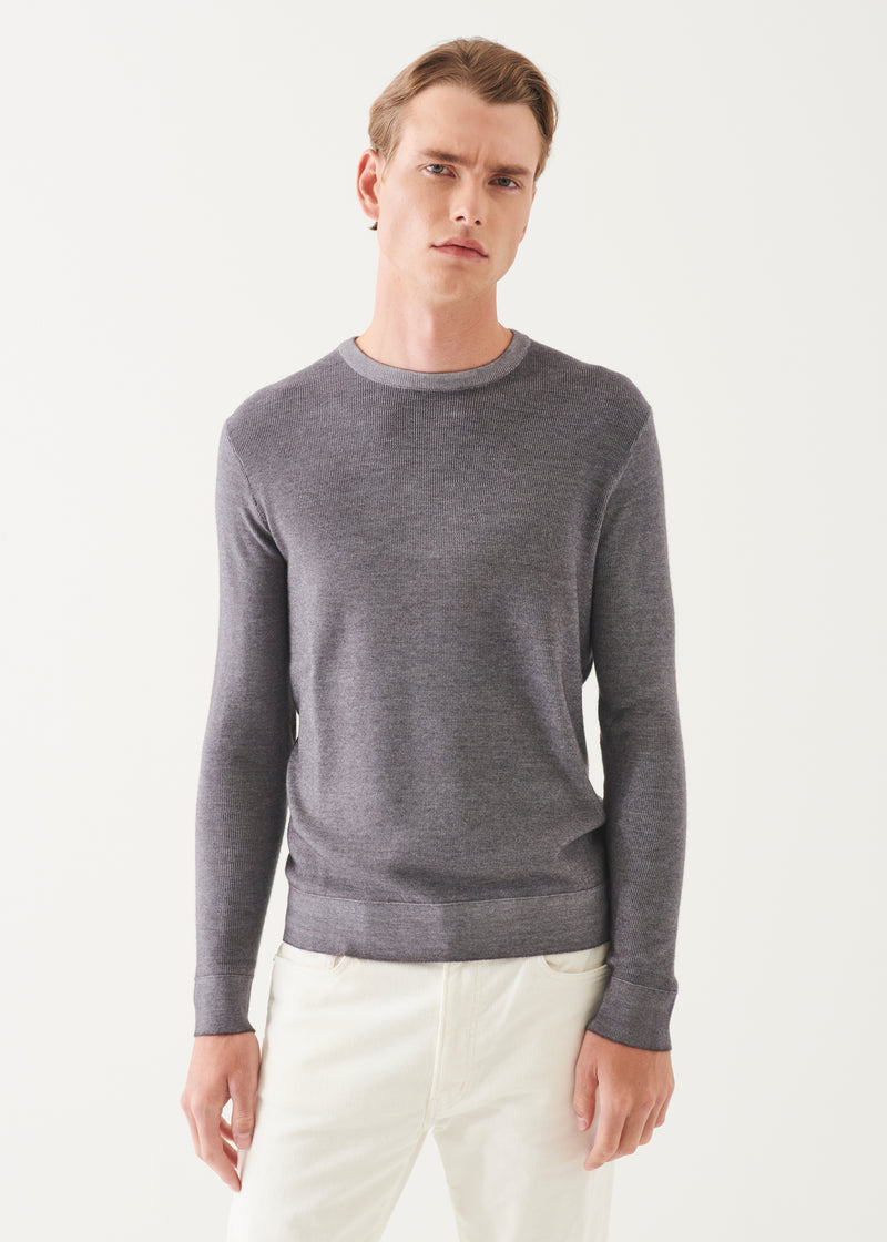 EXTRA-FINE MERINO SEED STITCH VINTAGE CREWNECK