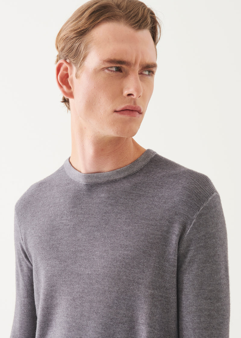 EXTRA-FINE MERINO SEED STITCH VINTAGE CREWNECK