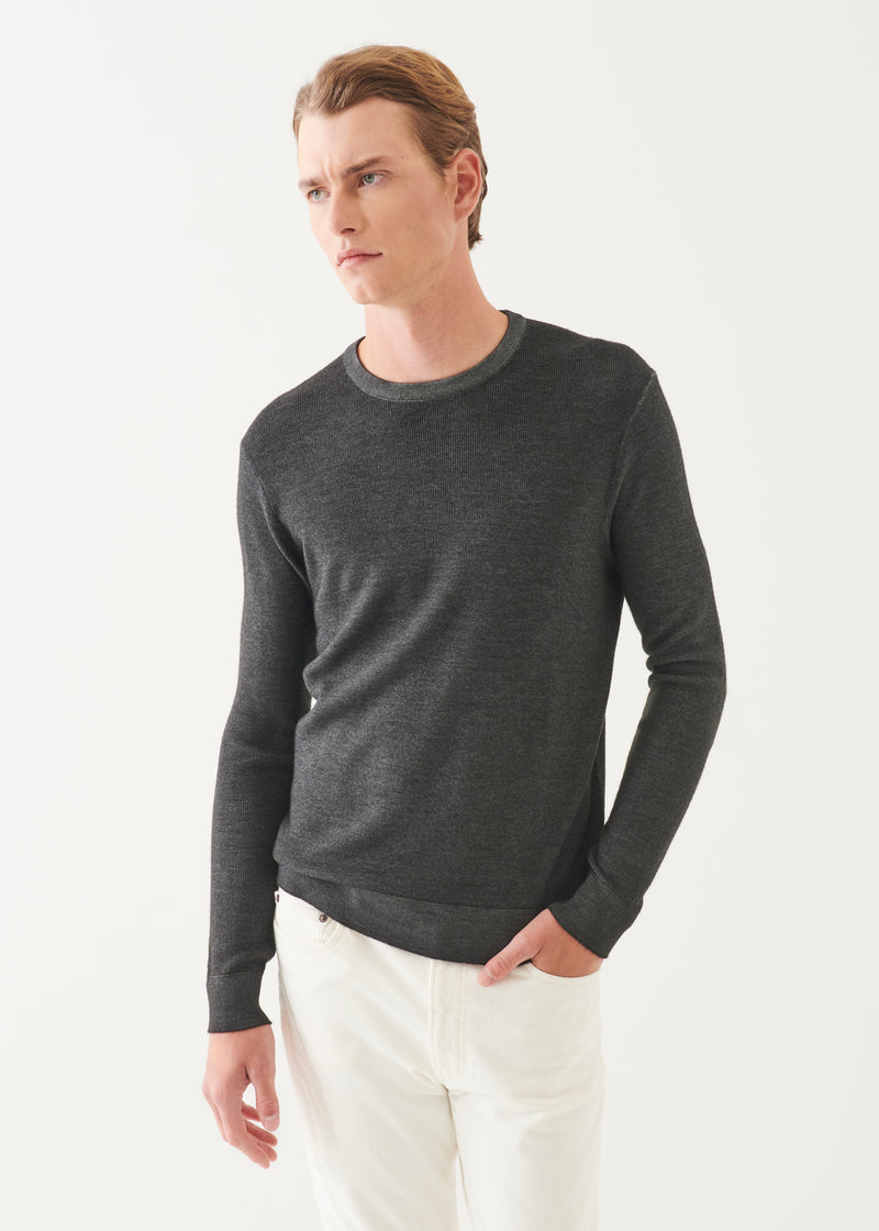 EXTRA-FINE MERINO SEED STITCH VINTAGE CREWNECK