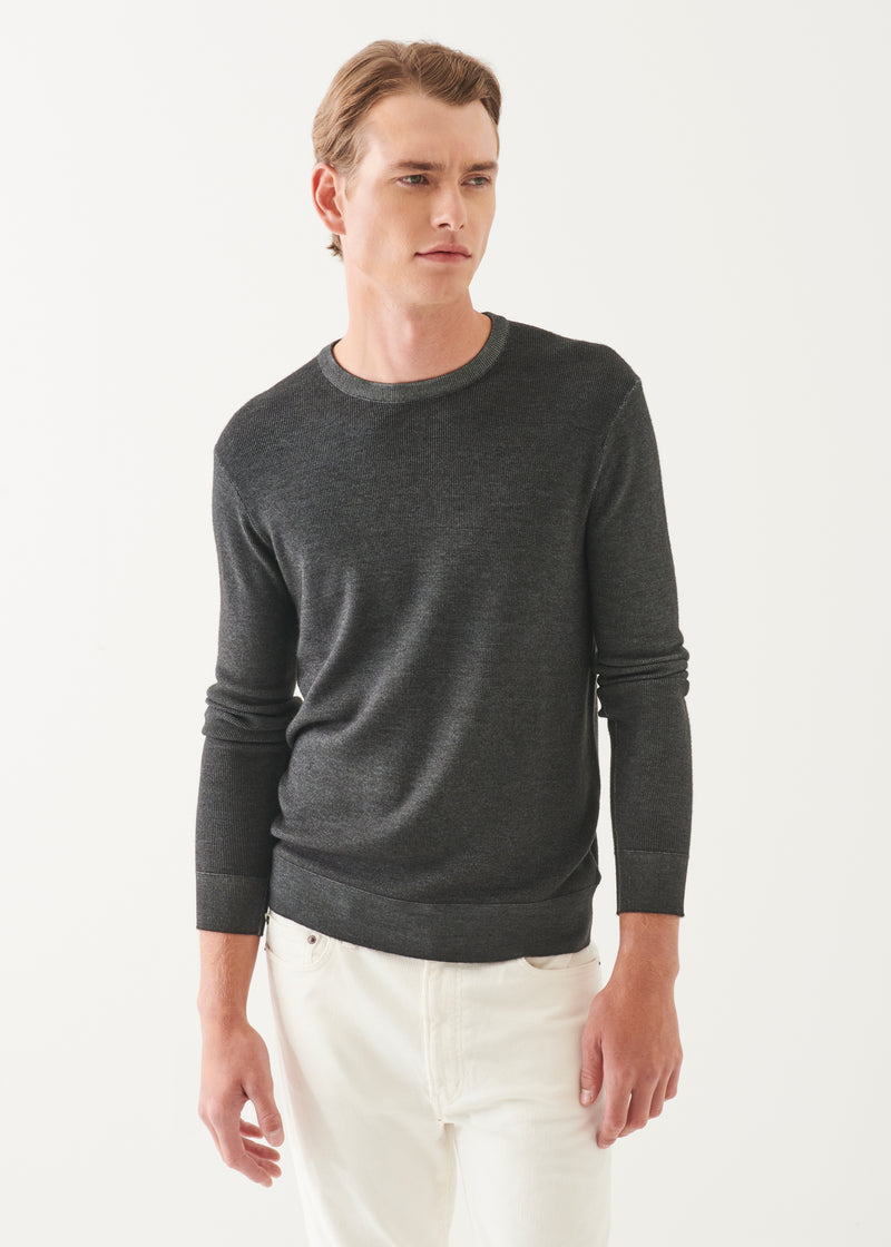 EXTRA-FINE MERINO SEED STITCH VINTAGE CREWNECK