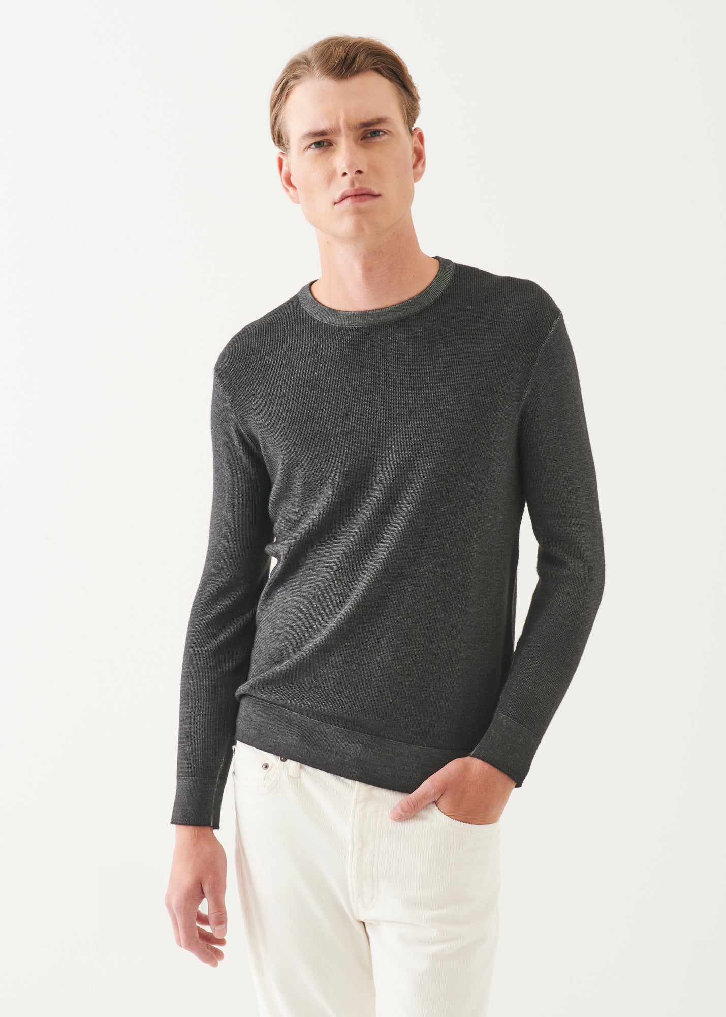 Extra-Fine Merino Seed Stitch Vintage Crewneck