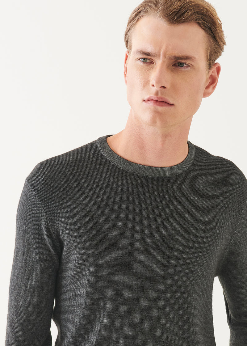 EXTRA-FINE MERINO SEED STITCH VINTAGE CREWNECK