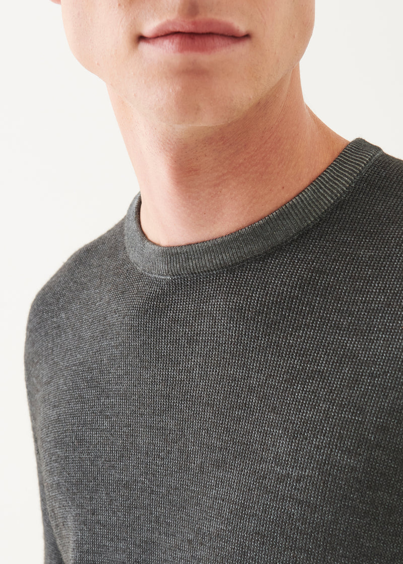 EXTRA-FINE MERINO SEED STITCH VINTAGE CREWNECK