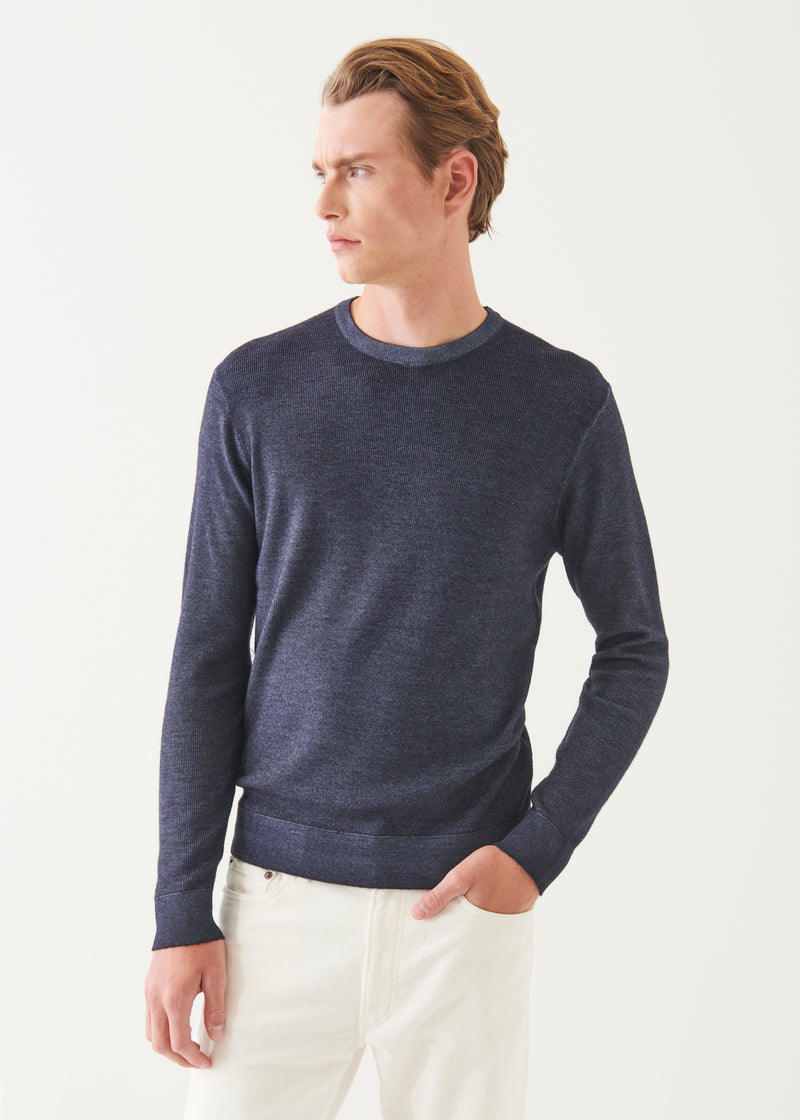 EXTRA-FINE MERINO SEED STITCH VINTAGE CREWNECK