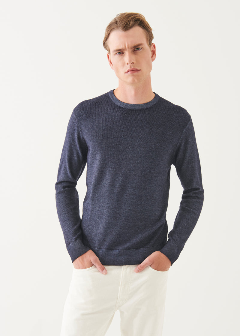 EXTRA-FINE MERINO SEED STITCH VINTAGE CREWNECK