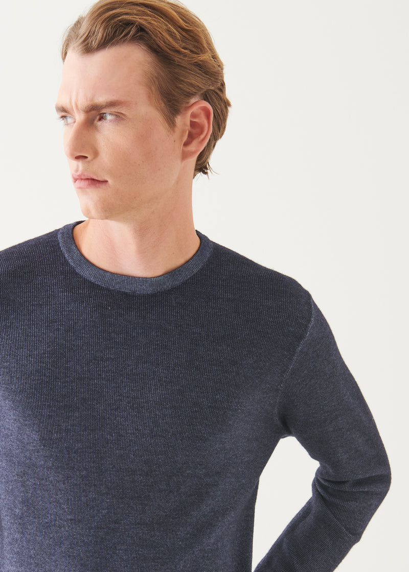 EXTRA-FINE MERINO SEED STITCH VINTAGE CREWNECK