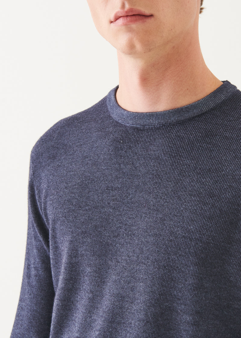 EXTRA-FINE MERINO SEED STITCH VINTAGE CREWNECK