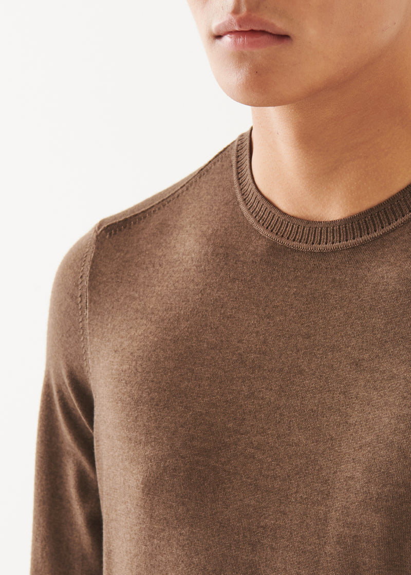 Extra-Fine Merino Vintage Wash Ribbed Hem Crewneck