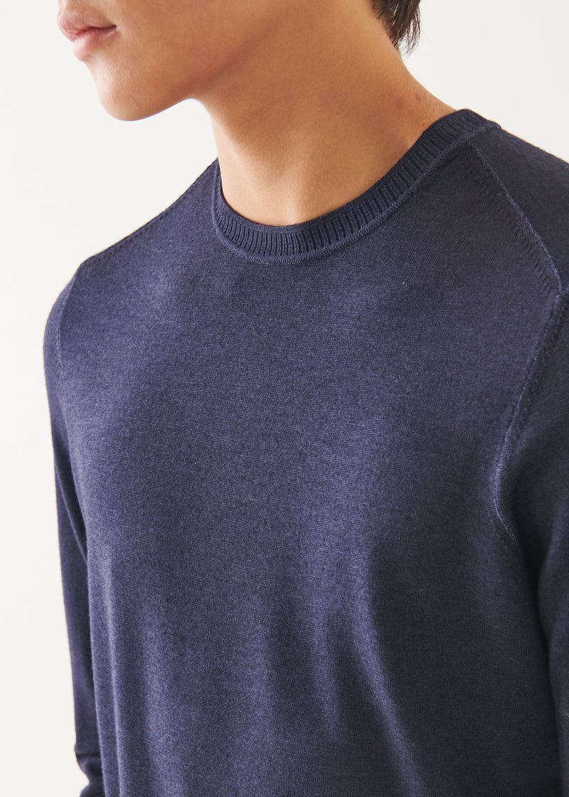 Extra-Fine Merino Vintage Wash Ribbed Hem Crewneck