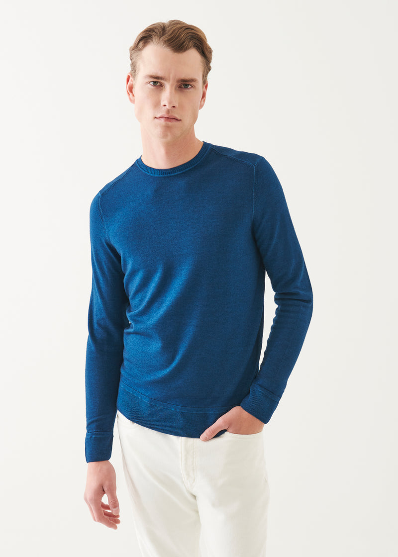 Extra-Fine Merino Vintage Wash Ribbed Hem Crewneck