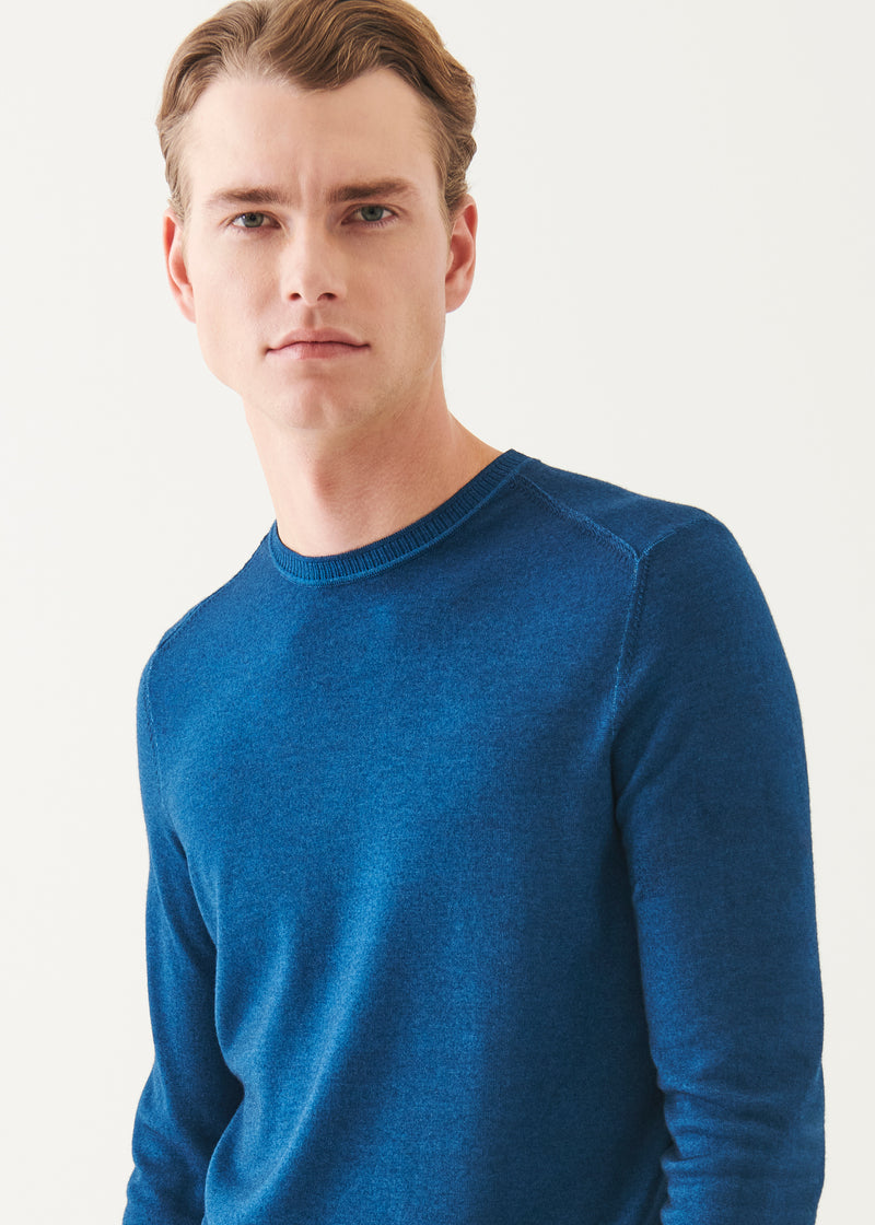 Extra-Fine Merino Vintage Wash Ribbed Hem Crewneck