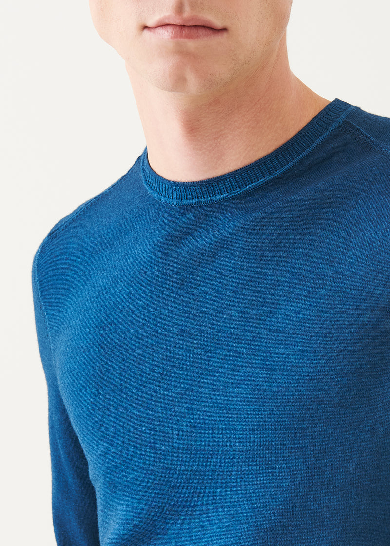 Extra-Fine Merino Vintage Wash Ribbed Hem Crewneck