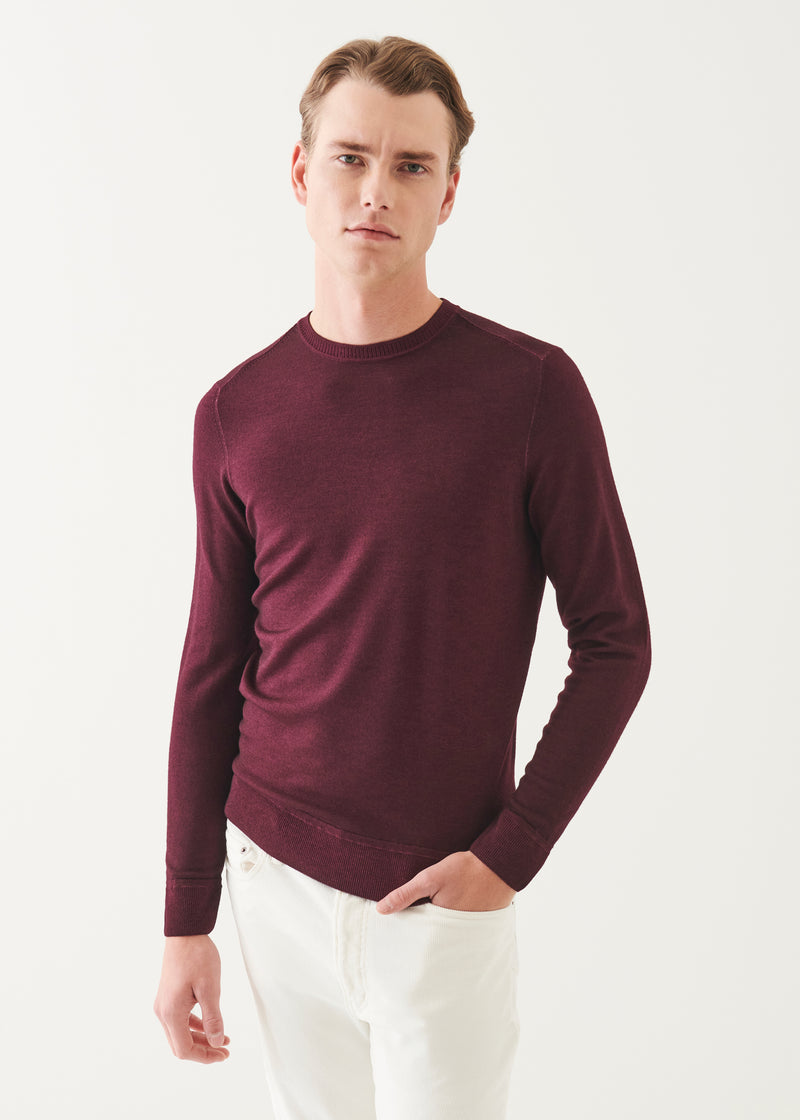 Extra-Fine Merino Vintage Wash Ribbed Hem Crewneck