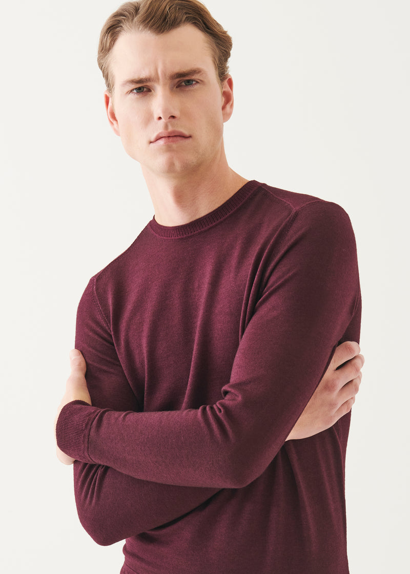 Extra-Fine Merino Vintage Wash Ribbed Hem Crewneck