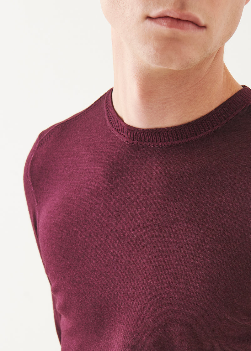 Extra-Fine Merino Vintage Wash Ribbed Hem Crewneck