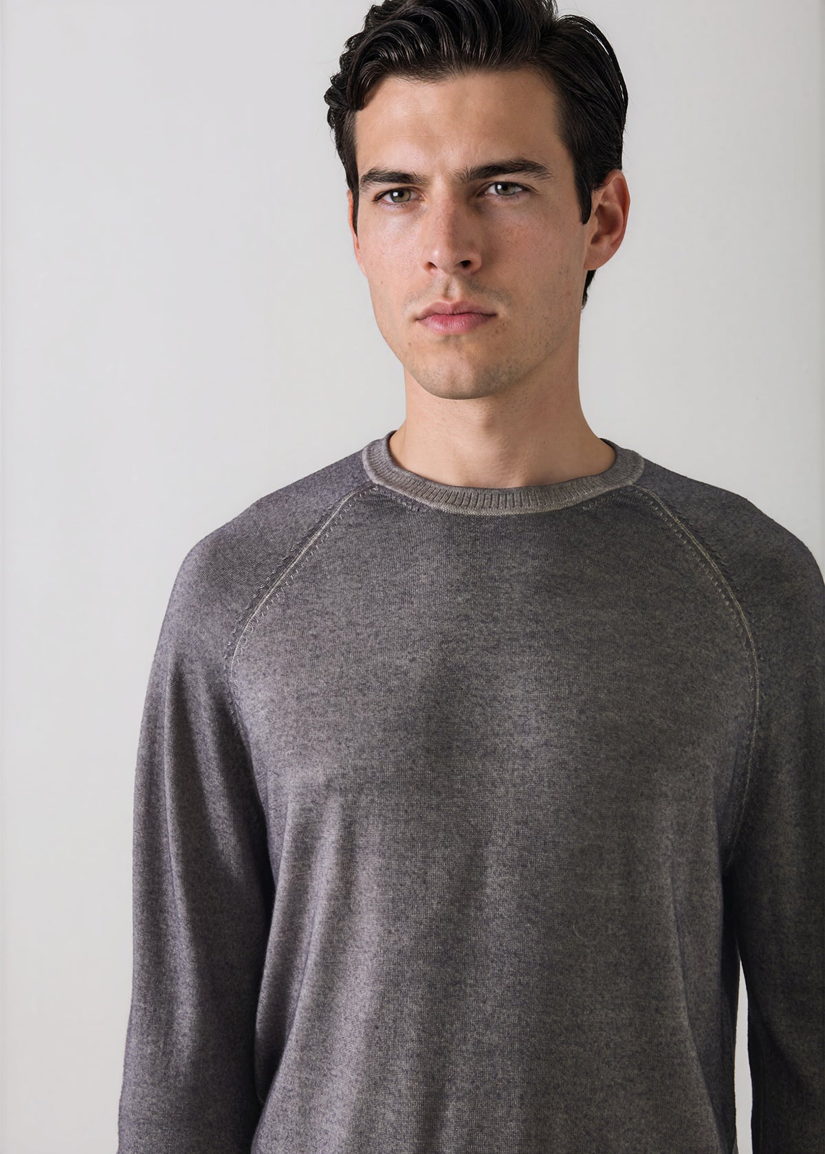 Merino Wool Vintage Wash Raglan Crew Neck - PATRICK ASSARAF