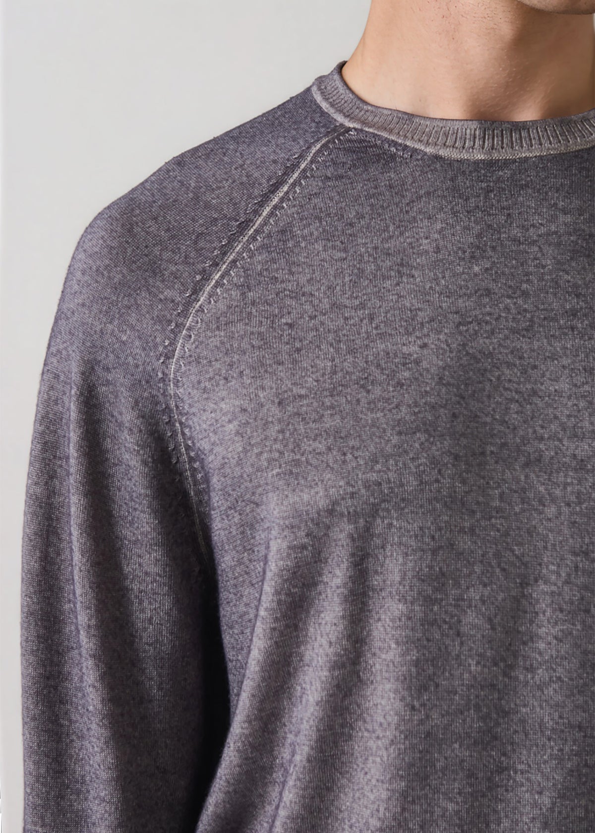 Merino Wool Vintage Wash Raglan Crew Neck - PATRICK ASSARAF