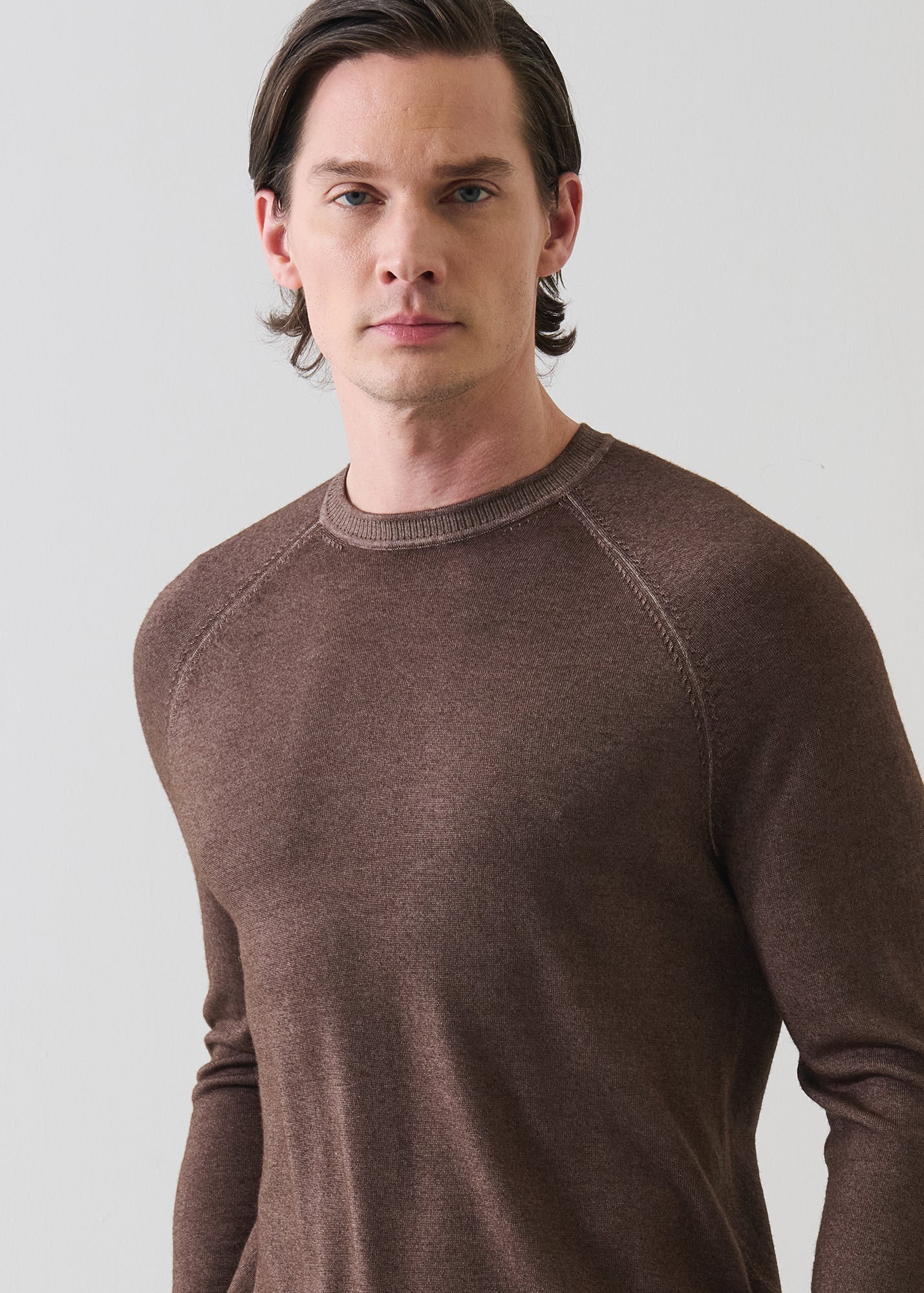 Merino Wool Vintage Wash Raglan Crew Neck - PATRICK ASSARAF
