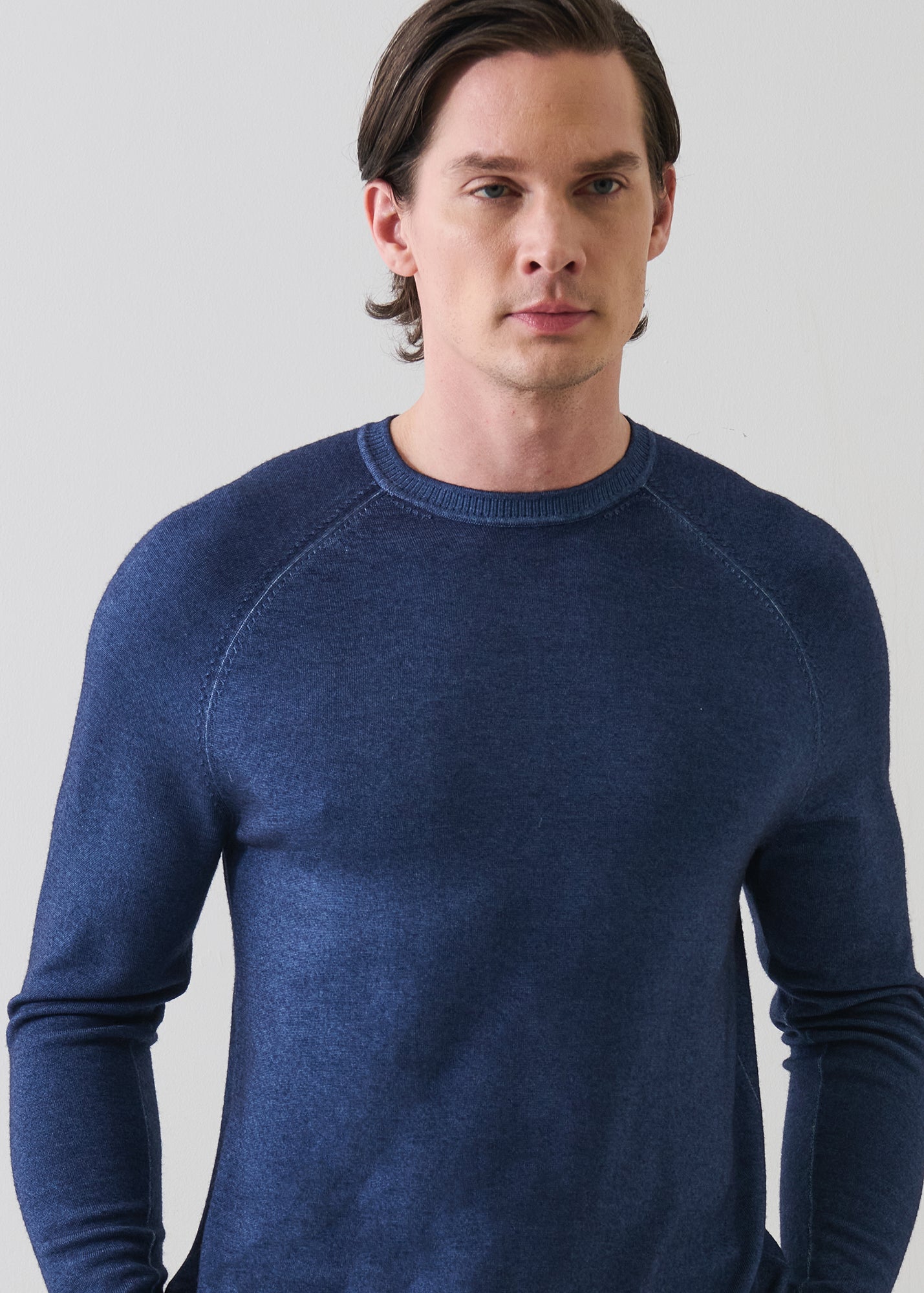 Merino Wool Vintage Wash Raglan Crew Neck - PATRICK ASSARAF