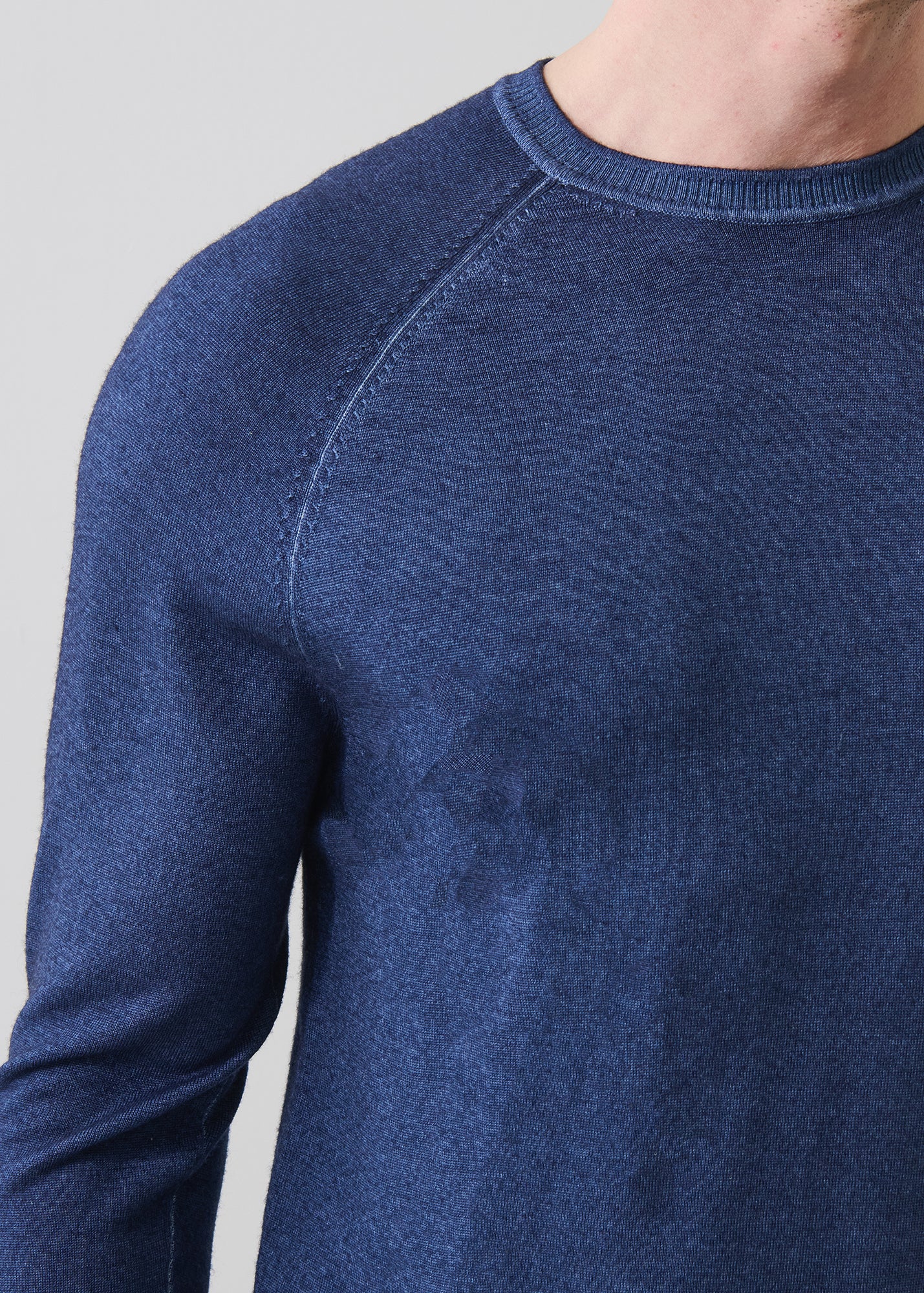 Merino Wool Vintage Wash Raglan Crew Neck - PATRICK ASSARAF