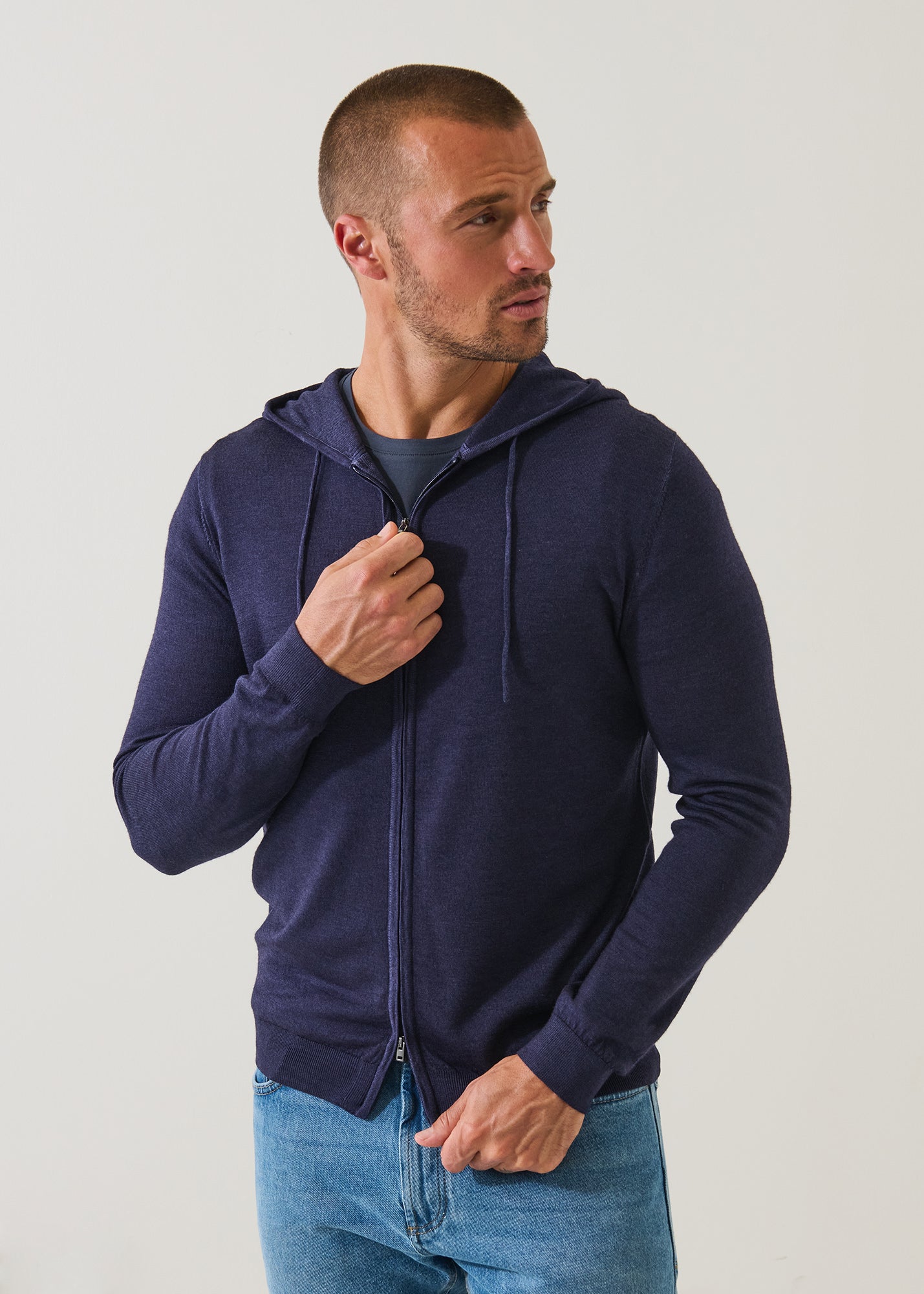Extra-Fine Merino Vintage Wash Full Zip Hoodie