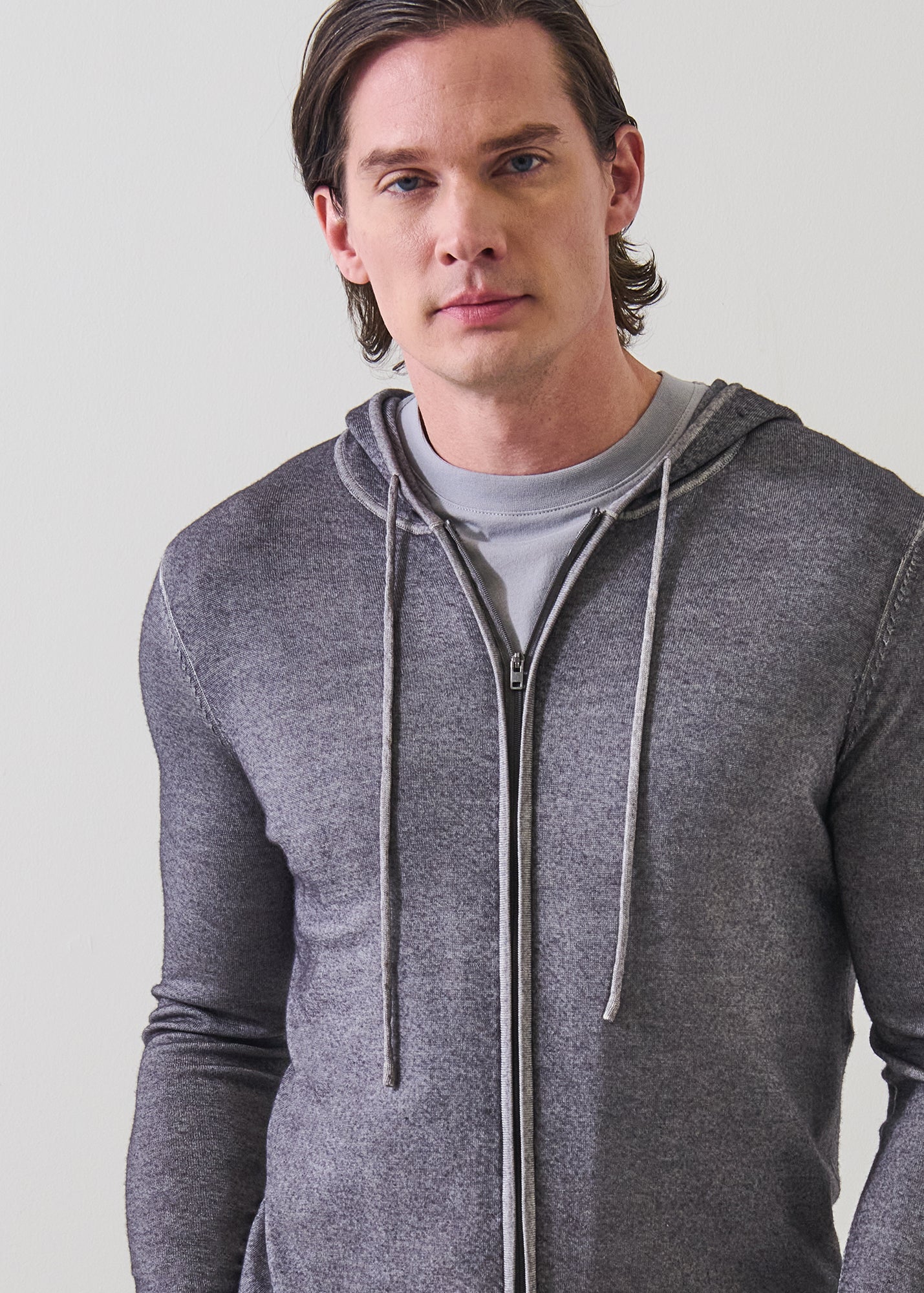 Extra-Fine Merino Wool Vintage Wash Full Zip Hoodie - PATRICK ASSARAF