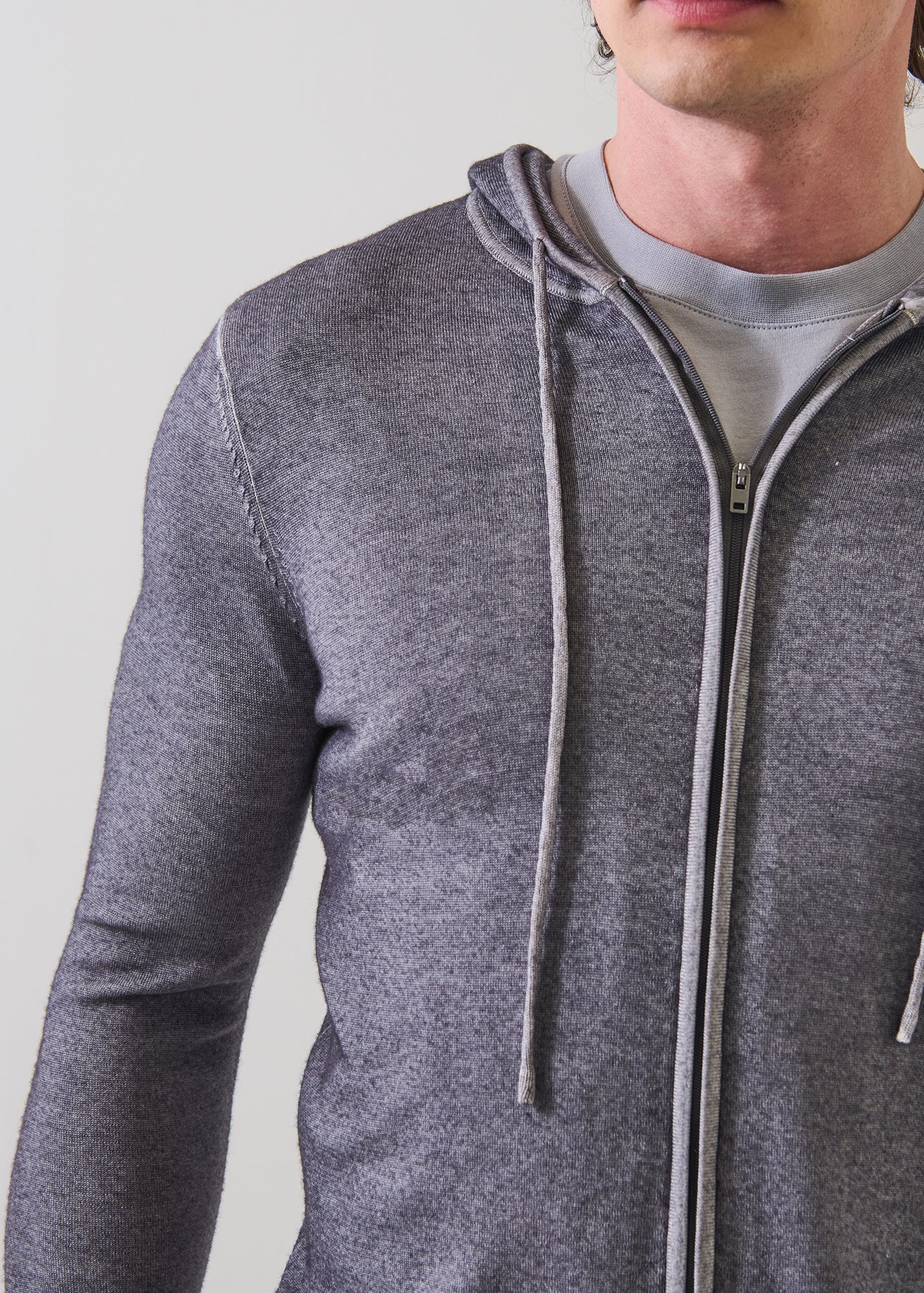 Extra-Fine Merino Wool Vintage Wash Full Zip Hoodie - PATRICK ASSARAF