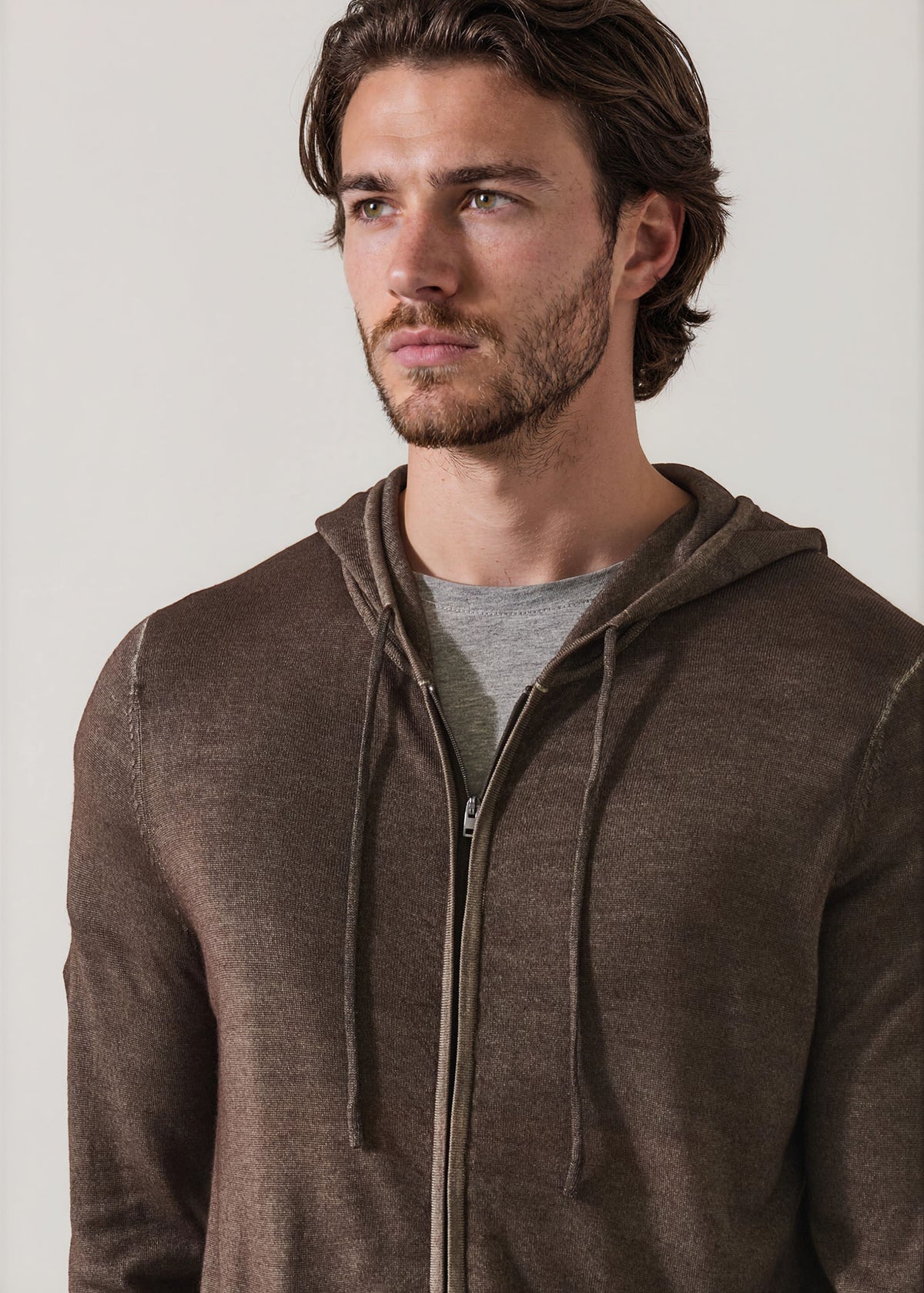 Extra-Fine Merino Wool Vintage Wash Full Zip Hoodie - PATRICK ASSARAF