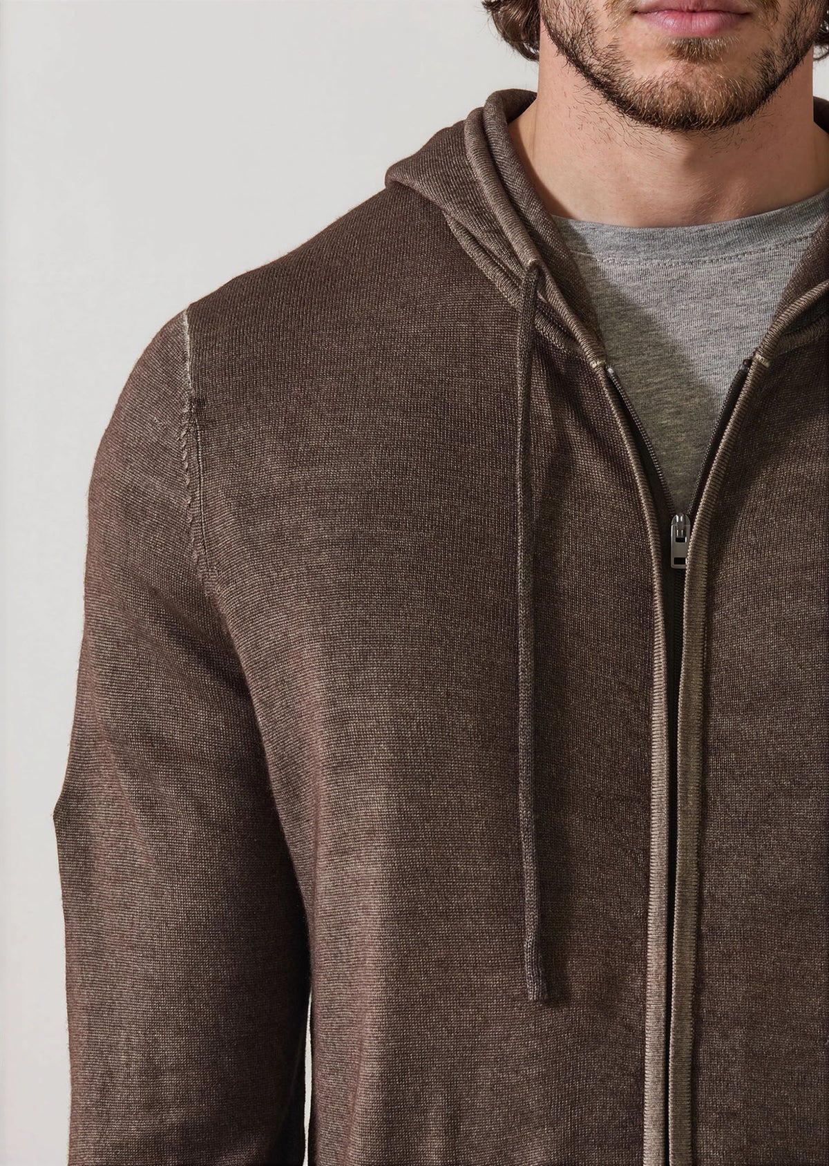Extra-Fine Merino Wool Vintage Wash Full Zip Hoodie - PATRICK ASSARAF