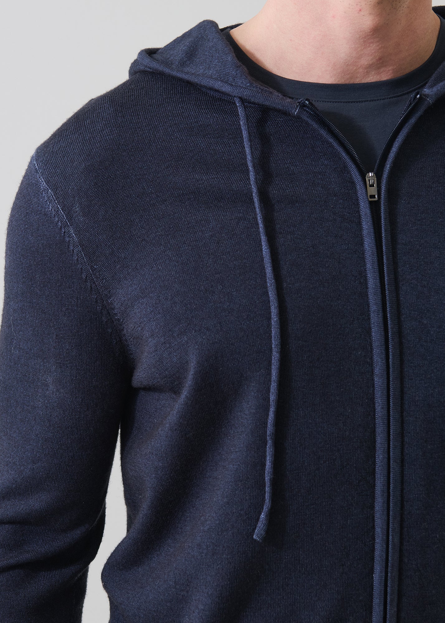 Extra-Fine Merino Wool Vintage Wash Full Zip Hoodie - PATRICK ASSARAF