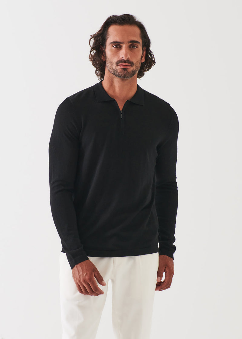 Extra-Fine Merino Quarter Zip Polo