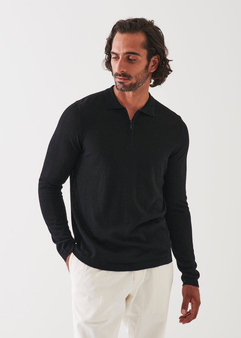 Extra-Fine Merino Quarter Zip Polo