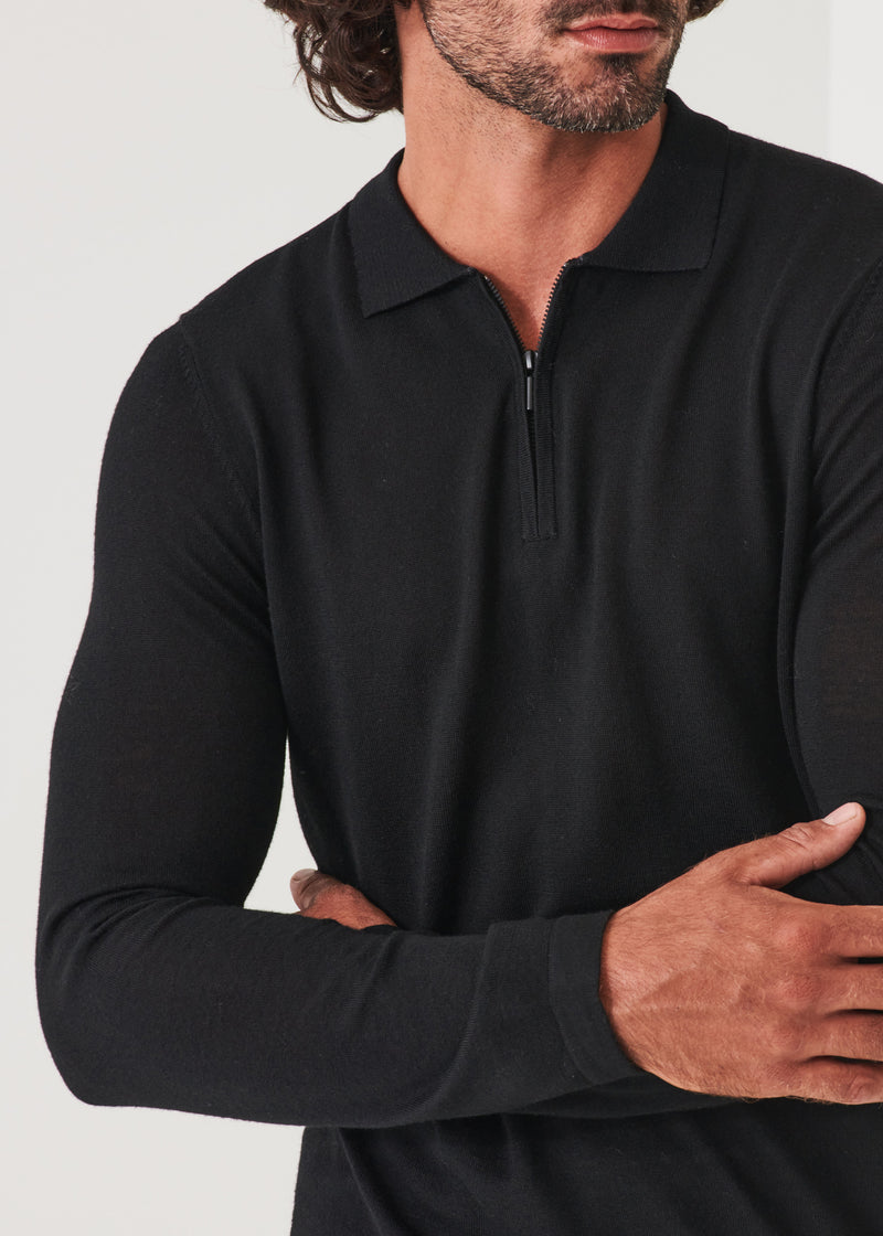 Extra-Fine Merino Quarter Zip Polo