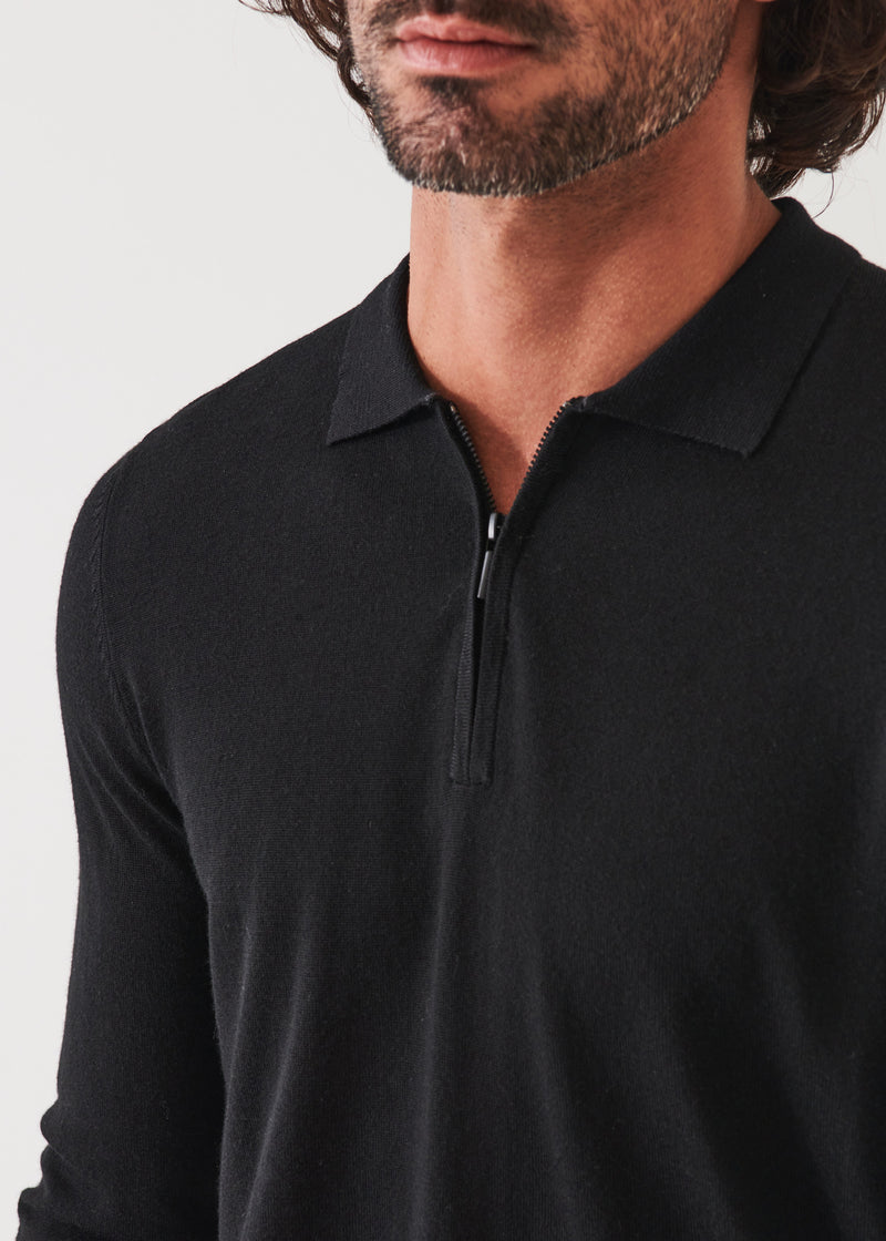 Extra-Fine Merino Quarter Zip Polo