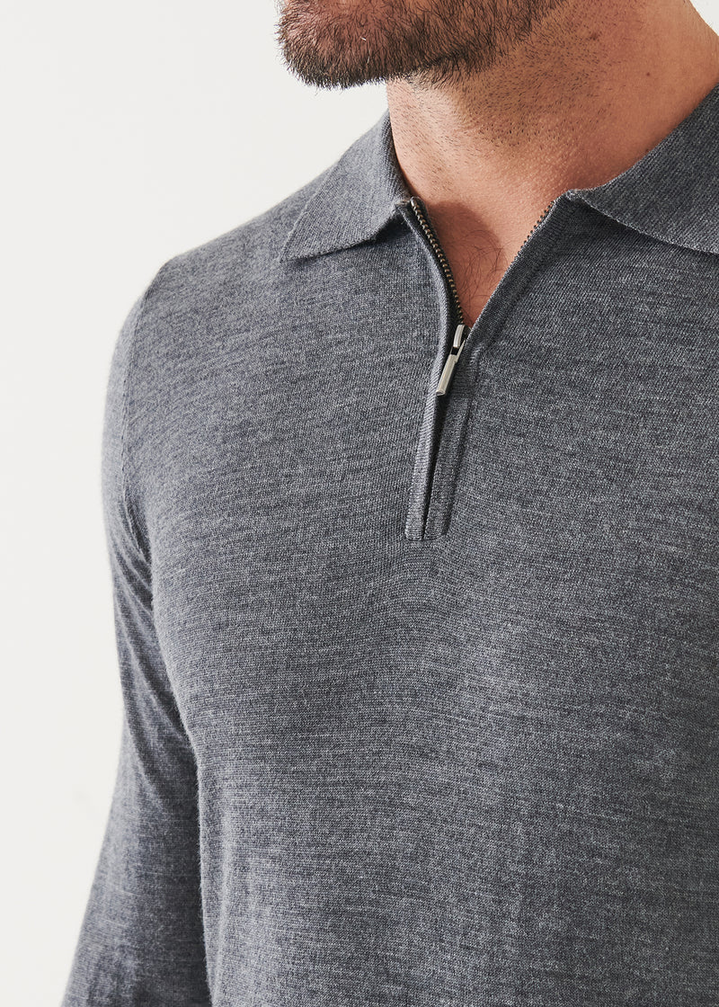 Extra-Fine Merino Quarter Zip Polo