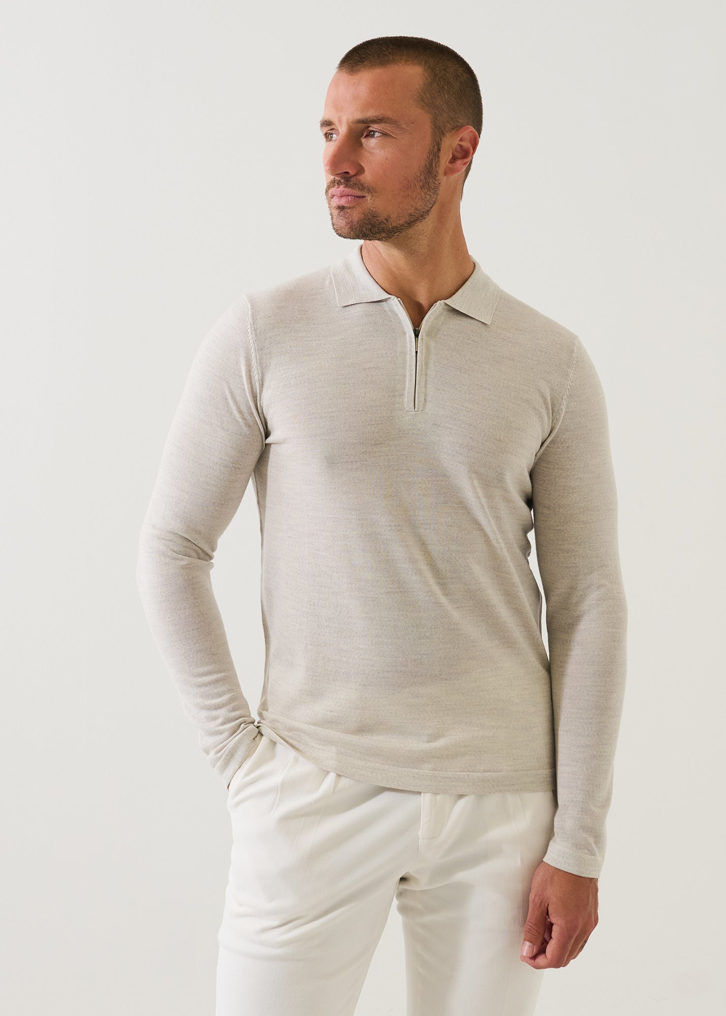 Extra-Fine Merino Quarter Zip Polo