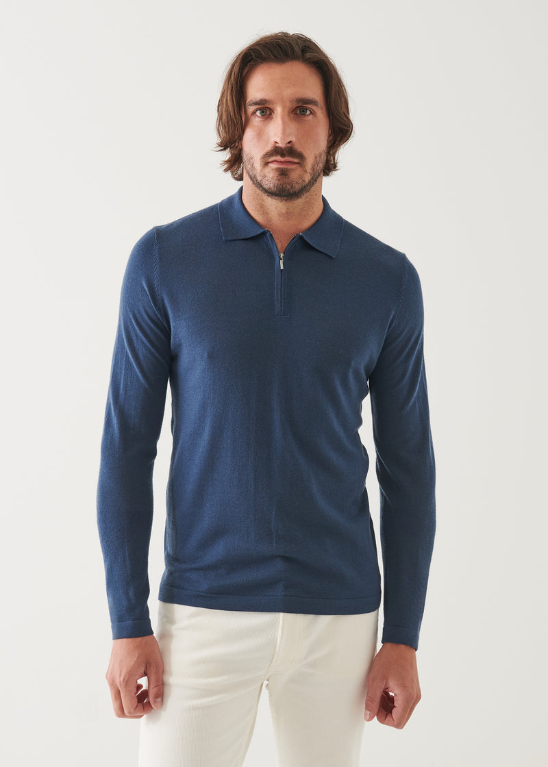 Extra-Fine Merino Quarter Zip Polo