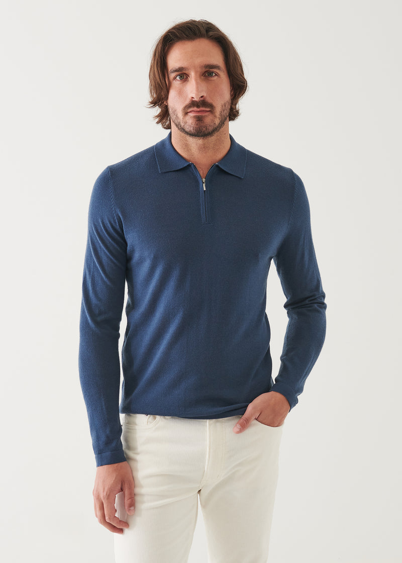 Extra-Fine Merino Quarter Zip Polo